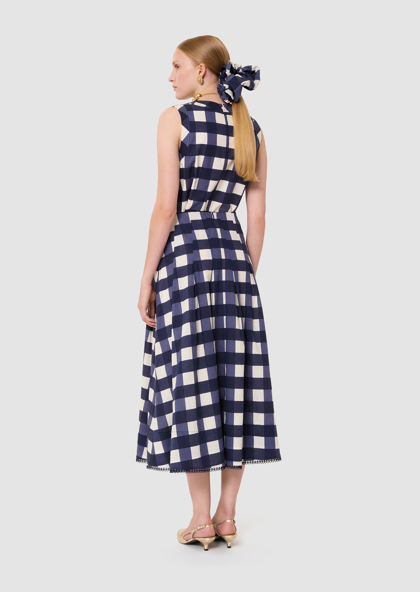 Javoue midnight blue gingham skirt