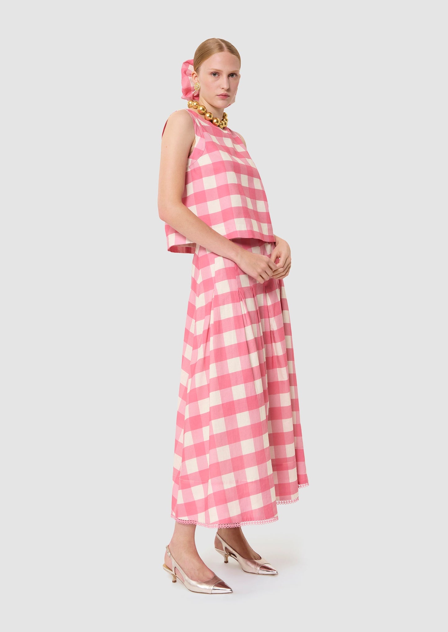 Javoue pink gingham skirt