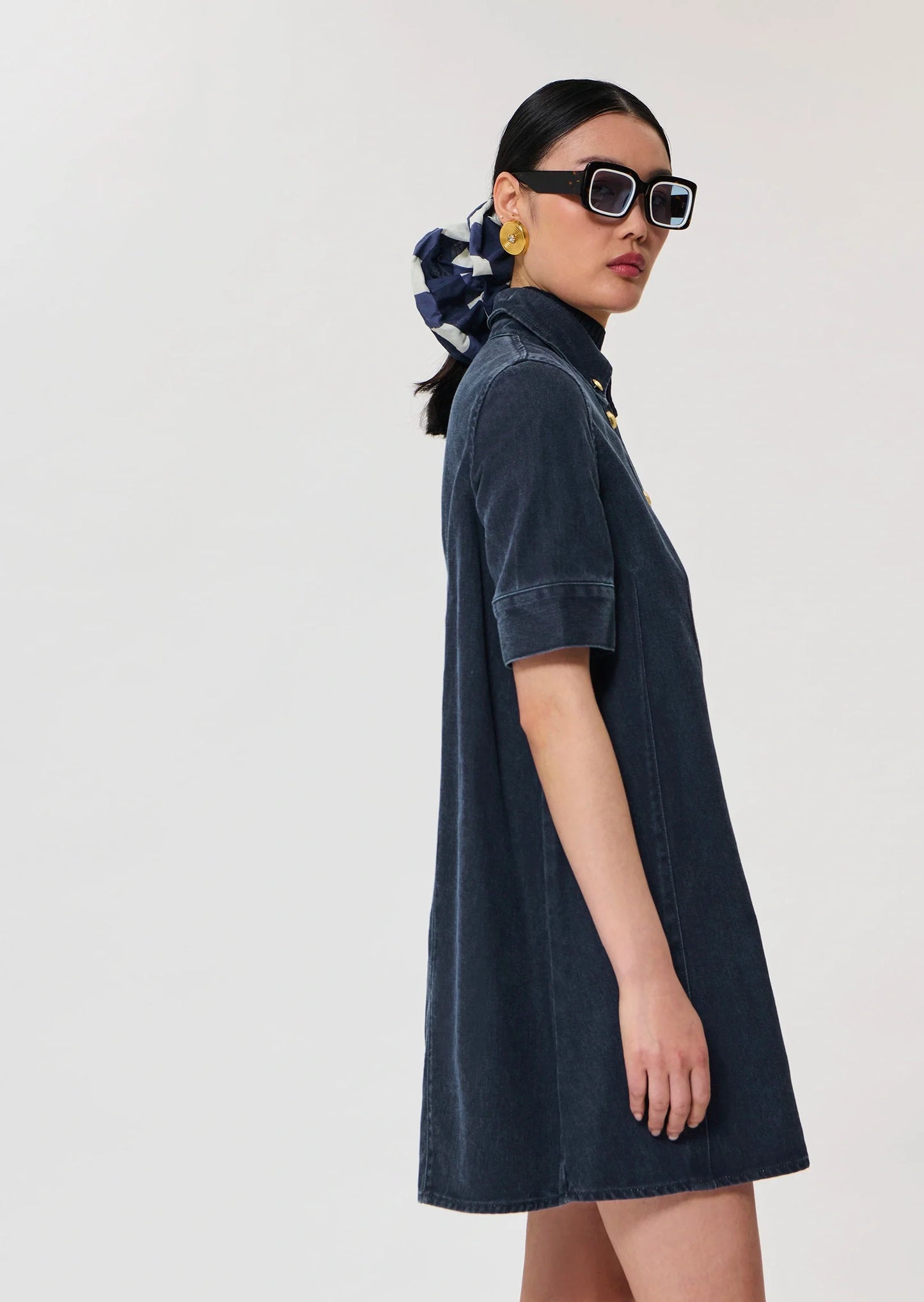 Riva dark blue cotton dress