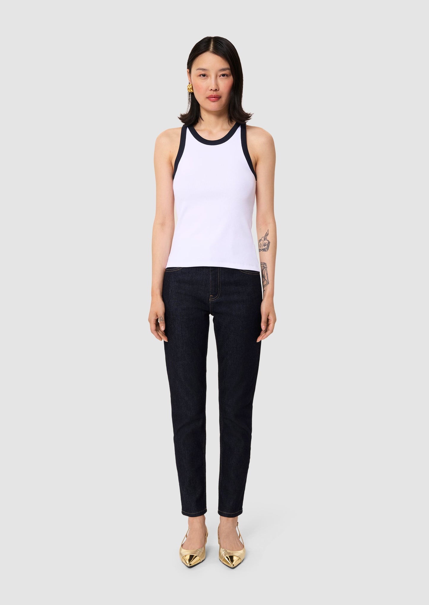 Trish midnight blue ribbed vest top