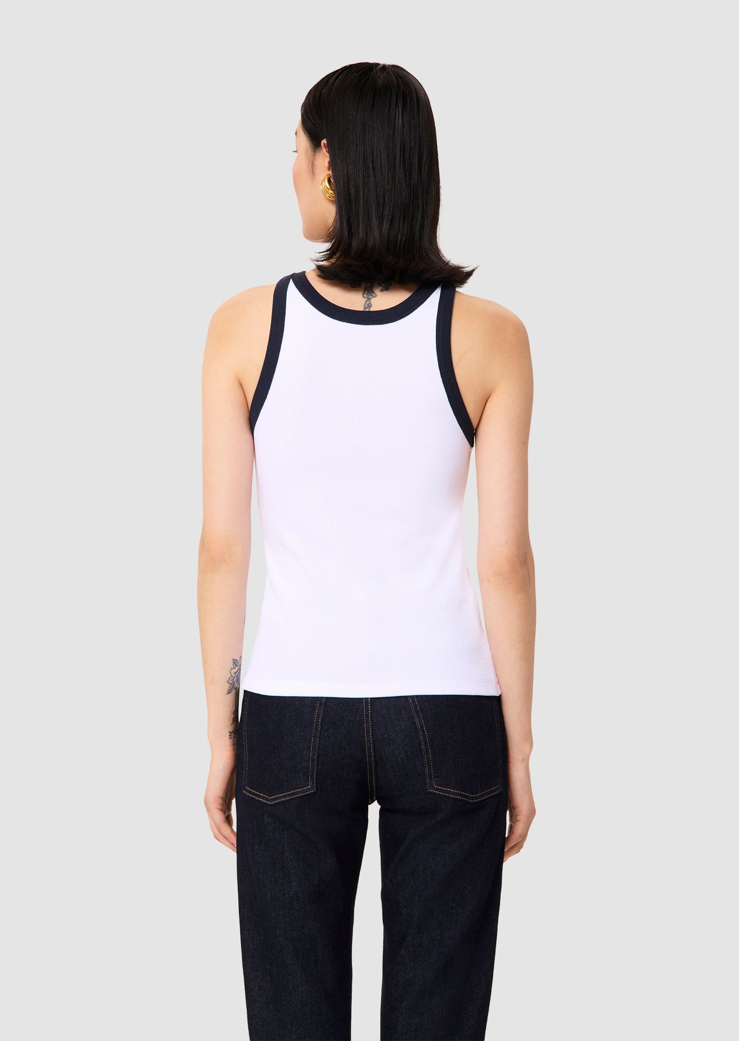 Trish midnight blue ribbed vest top