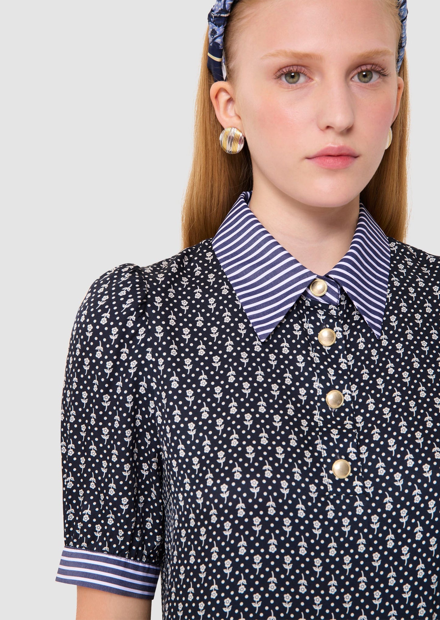 Tilly midnight blue floral print top