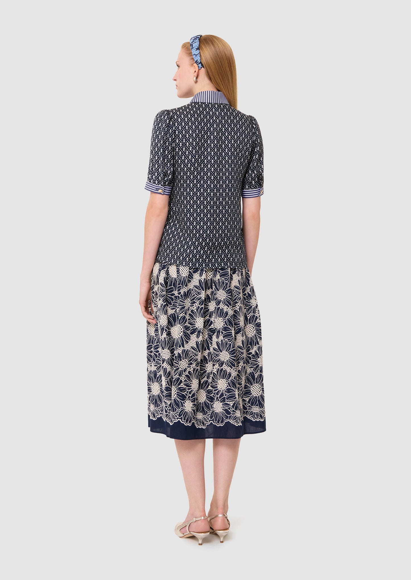 Tilly midnight blue floral print top