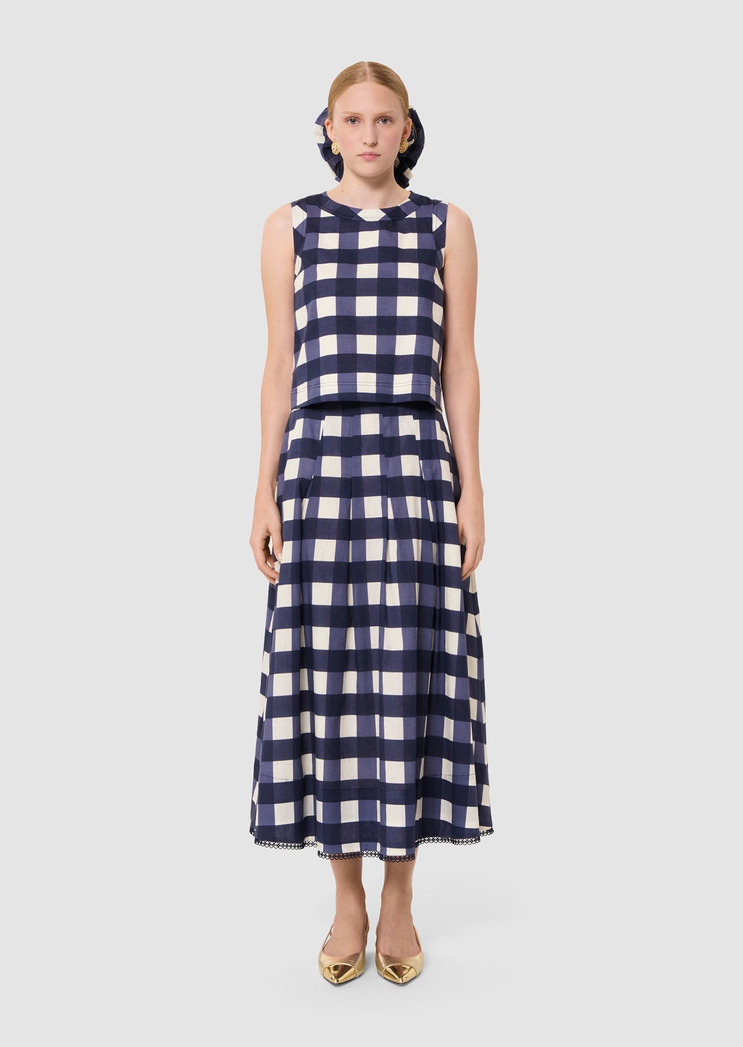 Tepee midnight blue gingham top