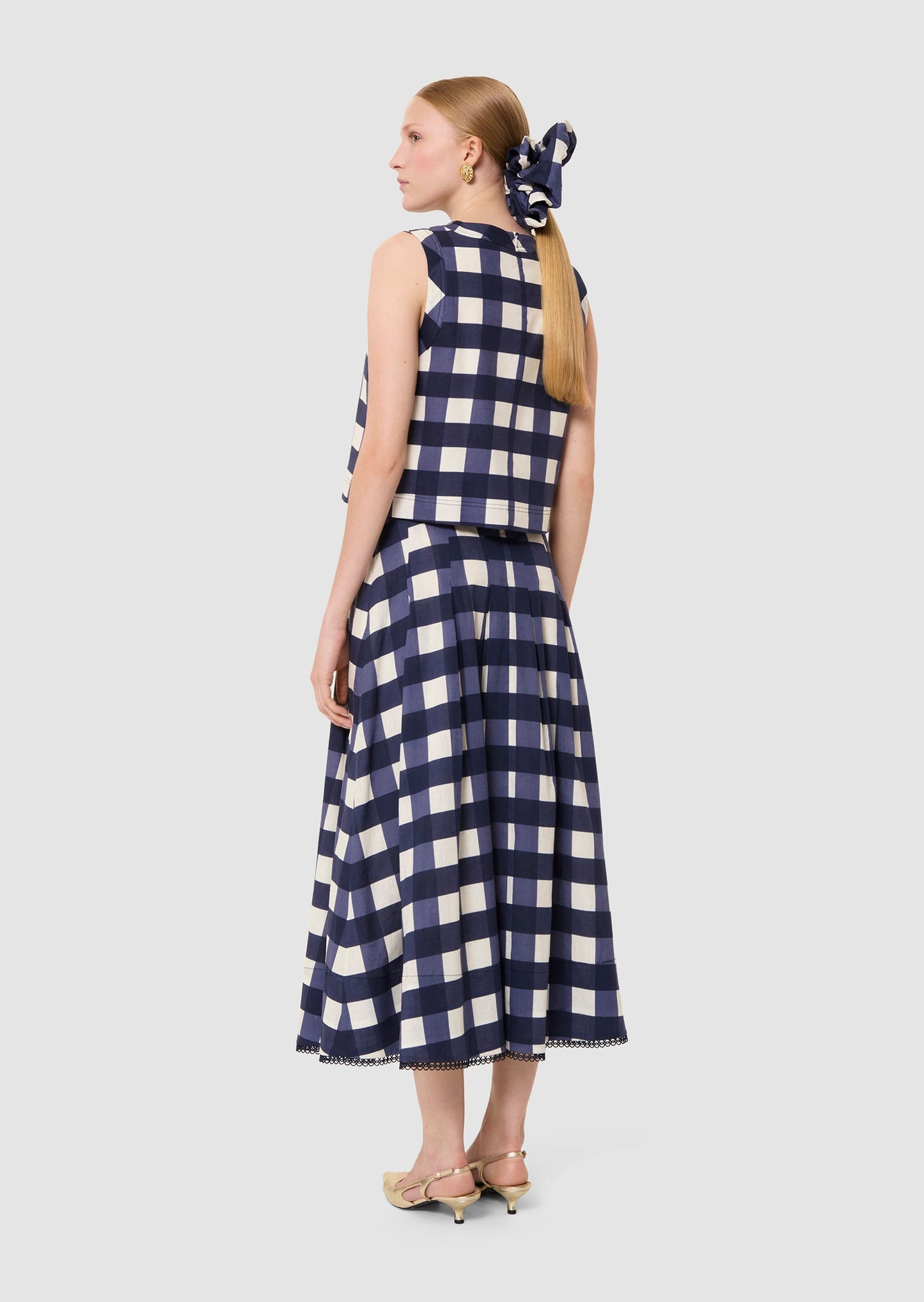 Tepee midnight blue gingham top