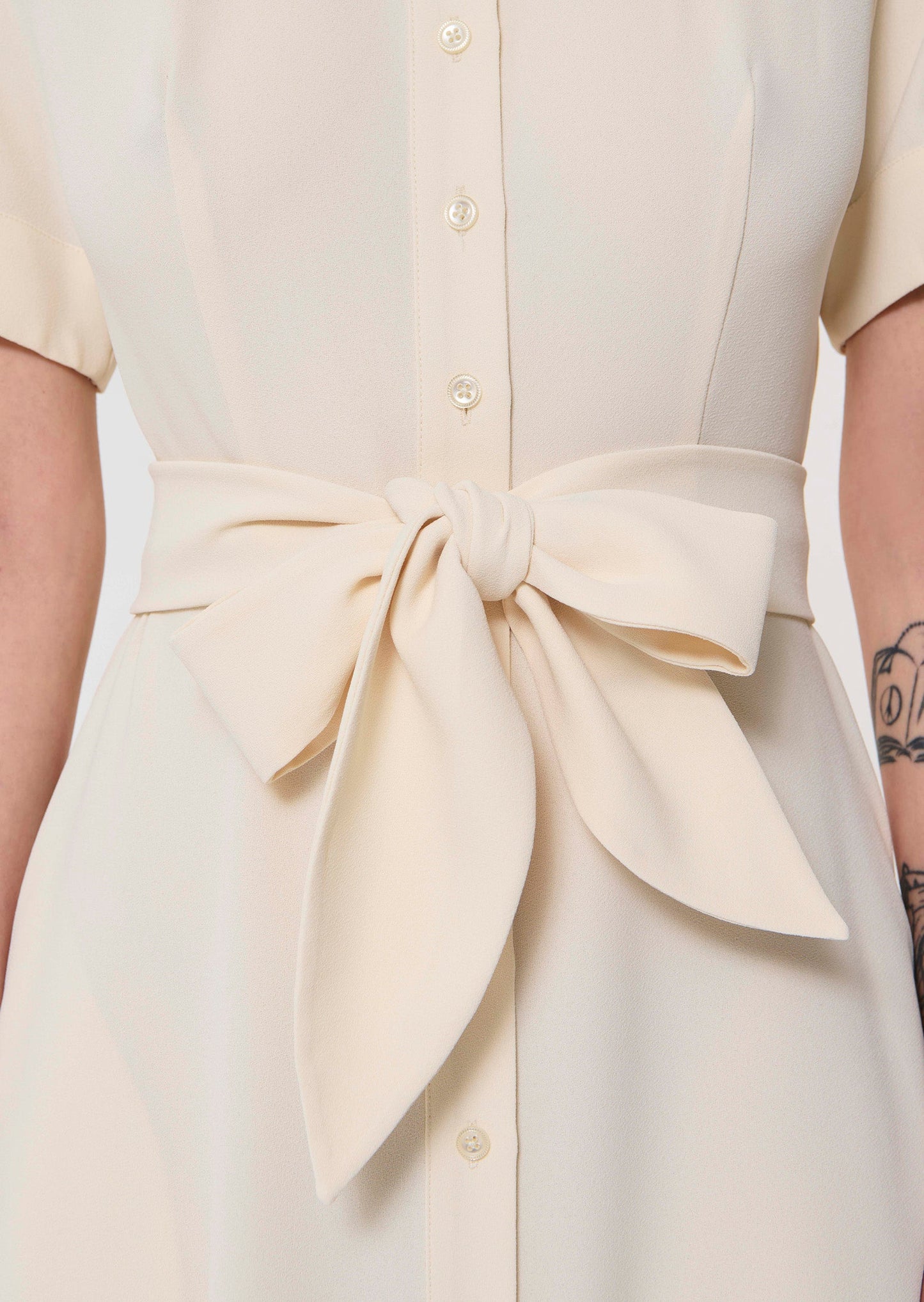 Ricochet ecru fluid crepe dress