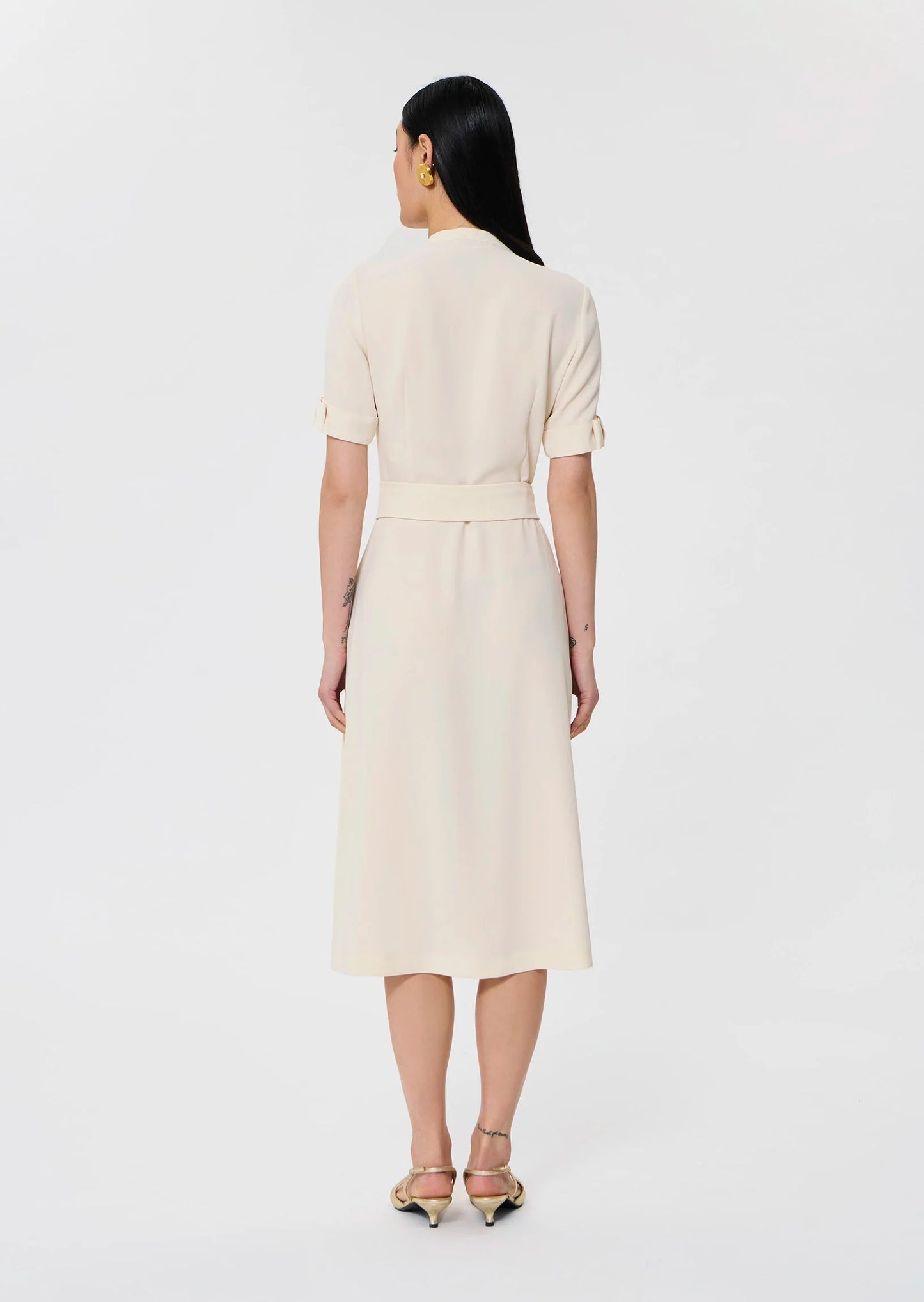 Ricochet ecru fluid crepe dress