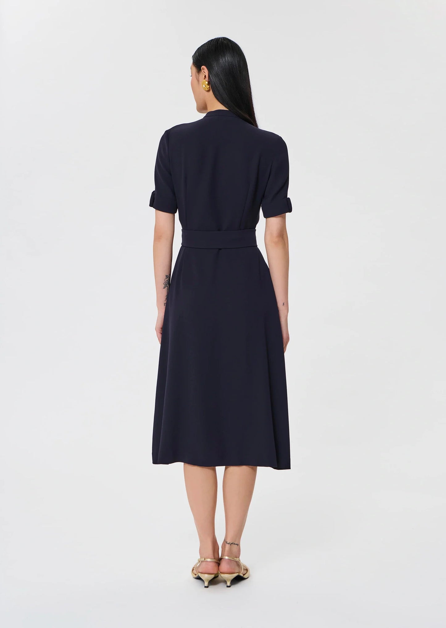 Ricochet midnight-blue fluid crepe dress
