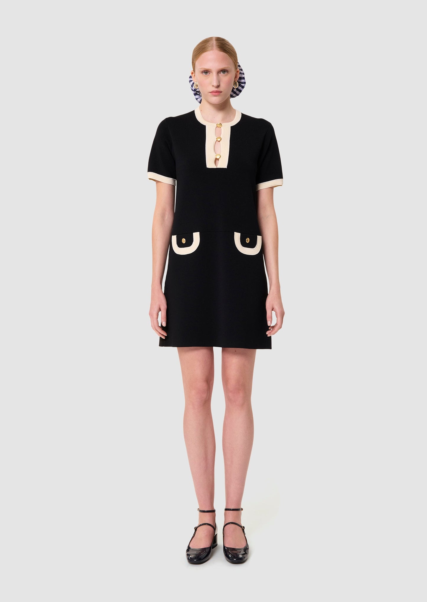 Roller midnight blue two-tone midnight blue and ecru dress