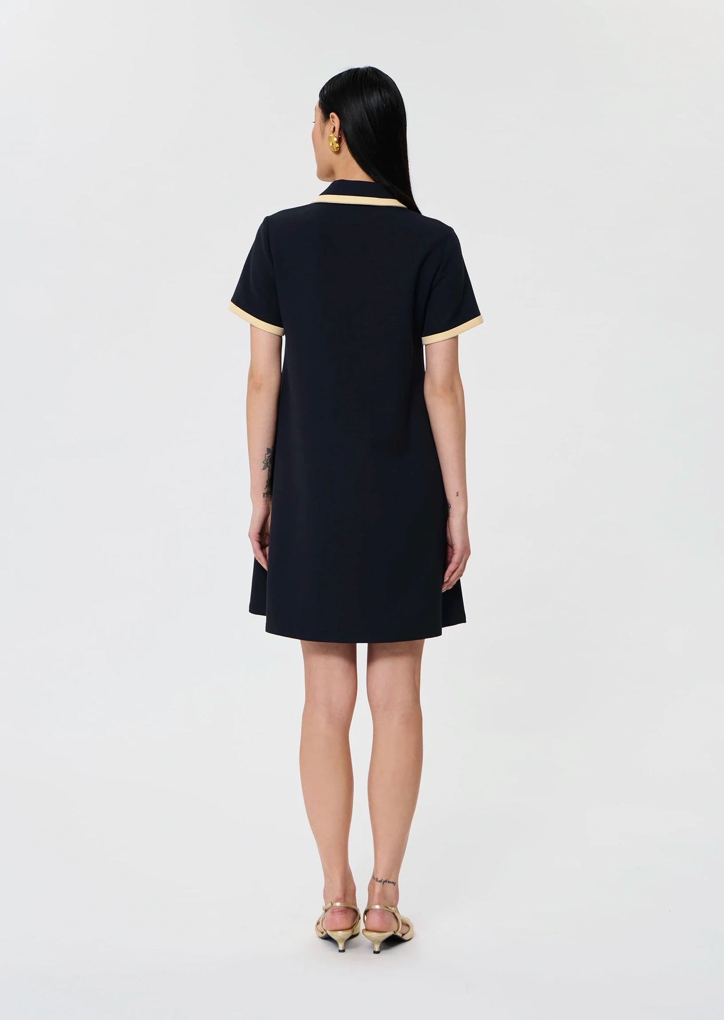Rubina midnight-blue double canvas dress