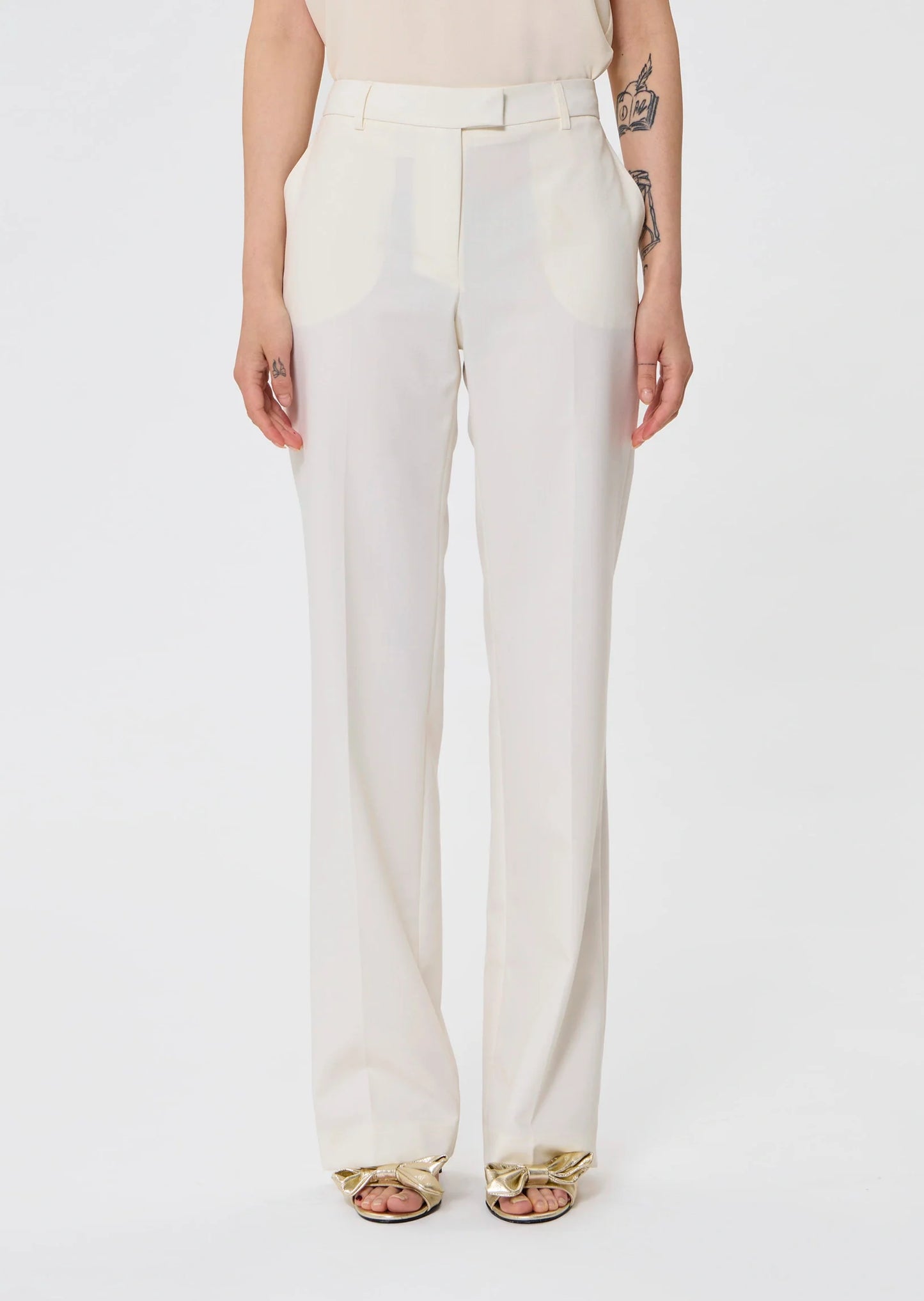 Poupee ecru tailored wool pants