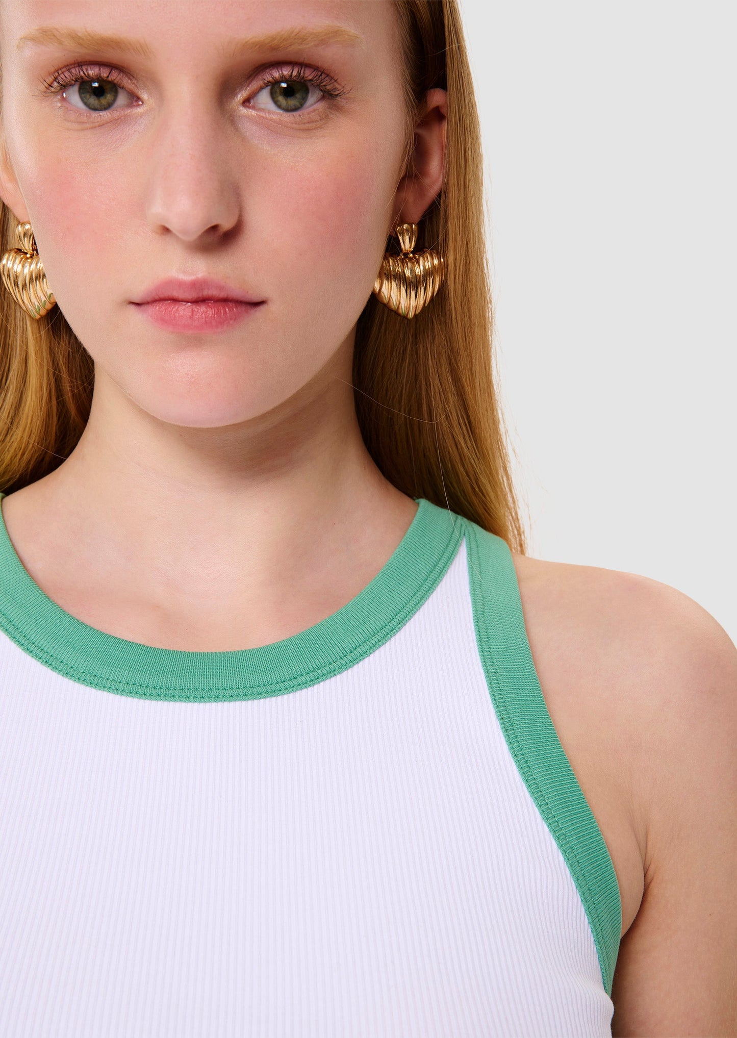 Trish ecru ribbed vest top