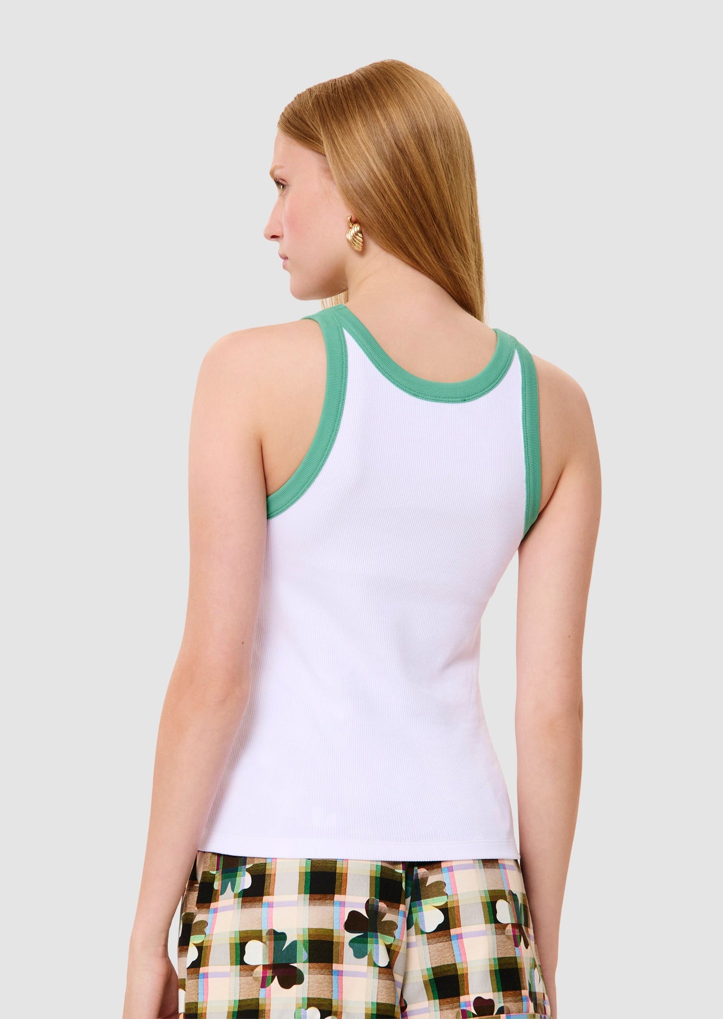 Trish ecru ribbed vest top