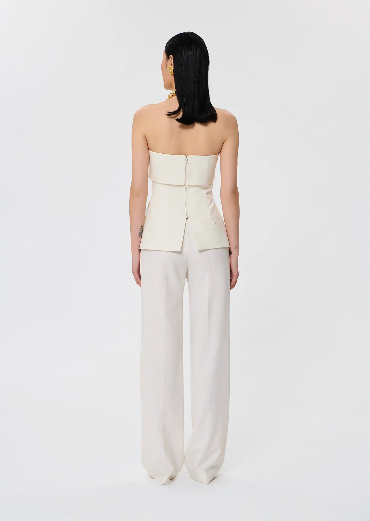 Tonnie ecru tailored canvas top