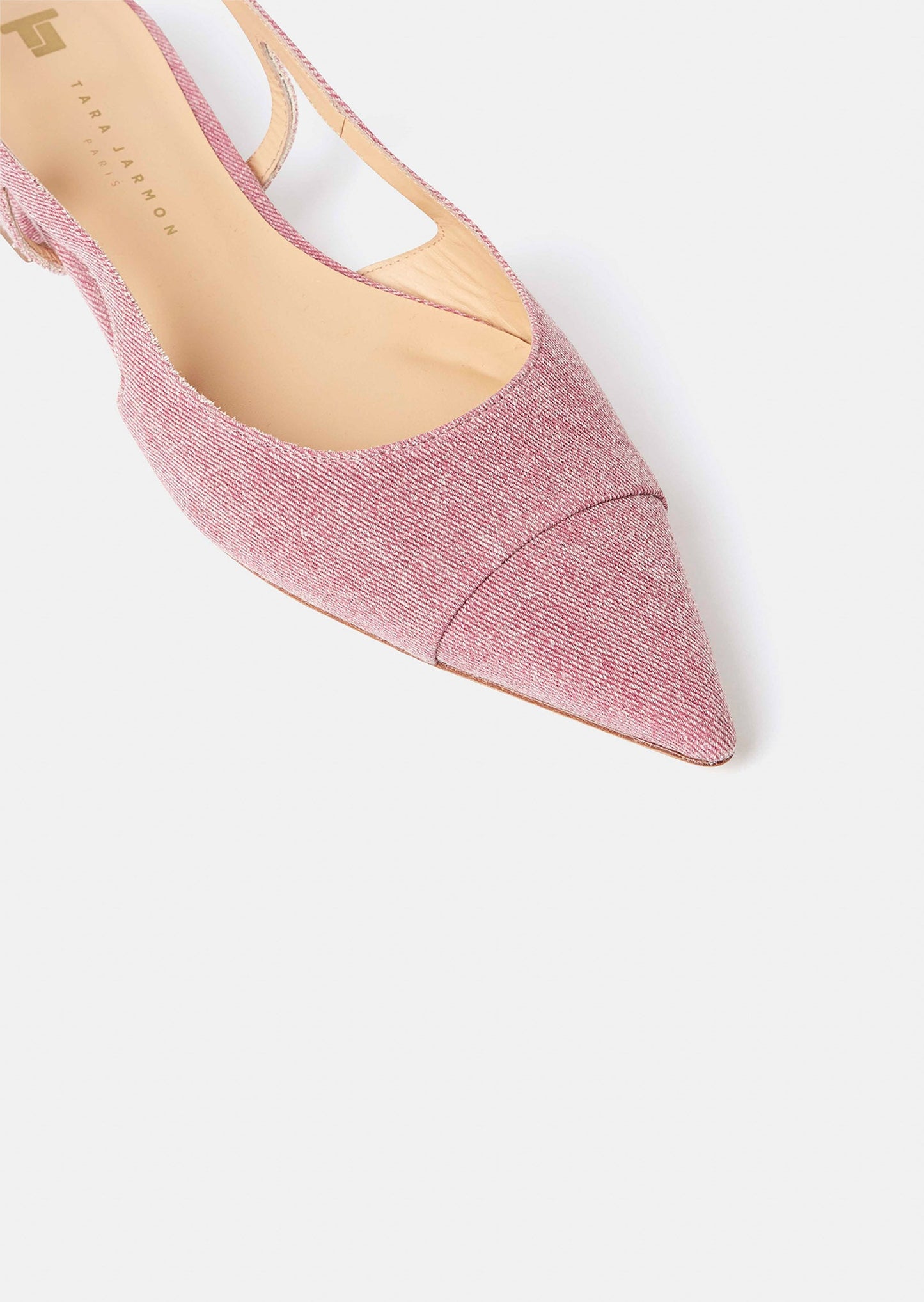 Tara Jarmon Pink Pointed-Toe Pumps with Adjustable Strap.
