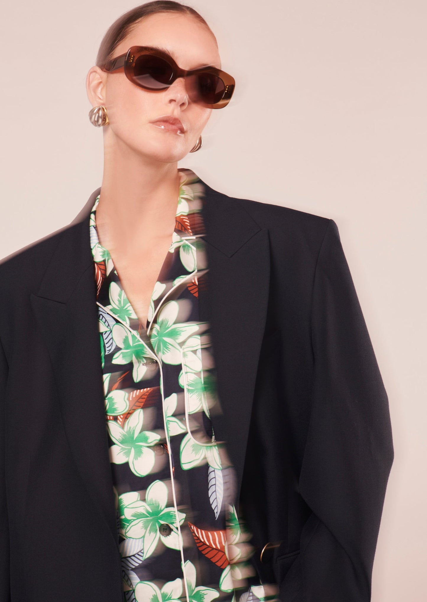 Calvi Midnight Blue Flower Printed Shirt