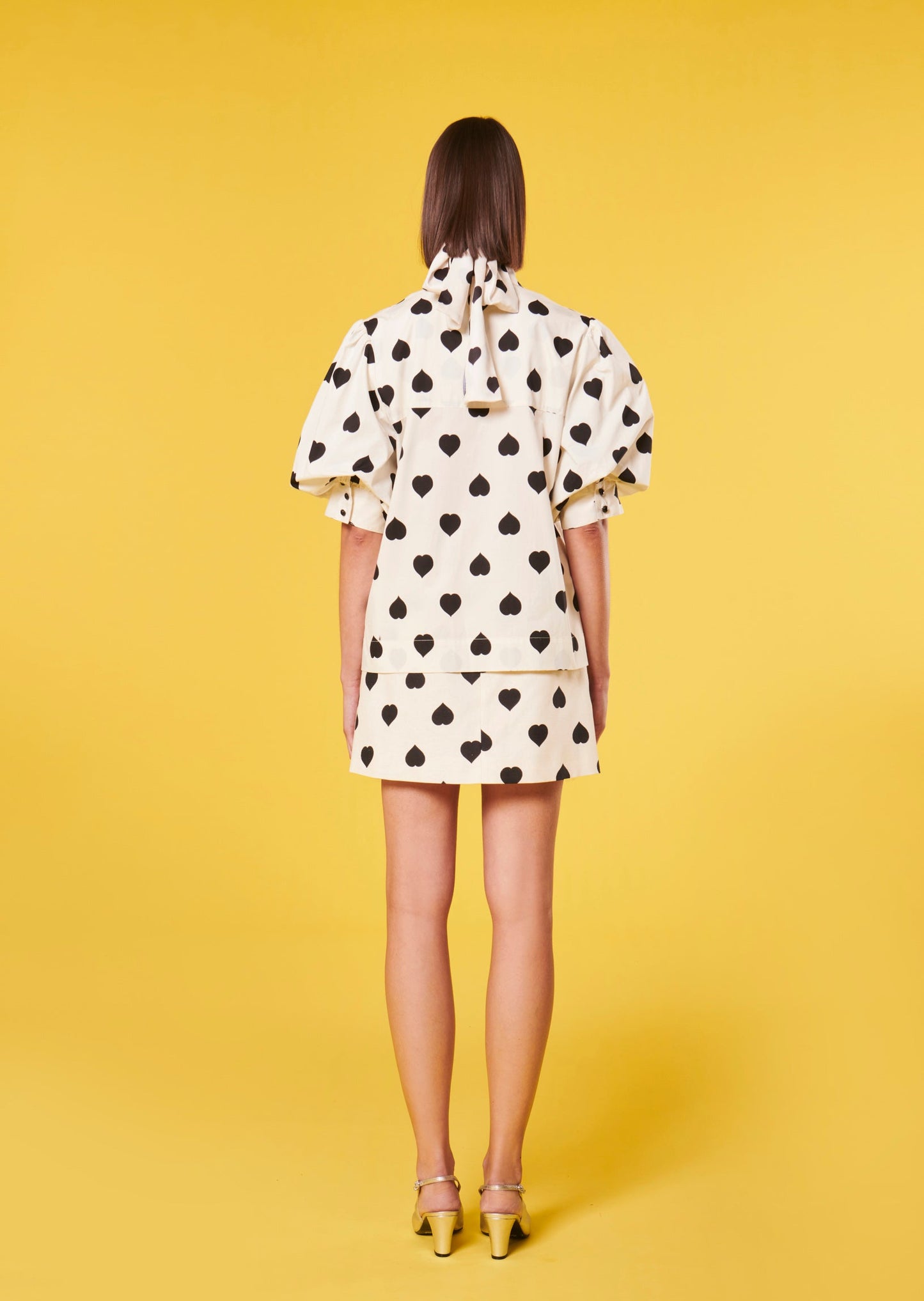 Calypso Ecru With Black Polka Hearts Shirt