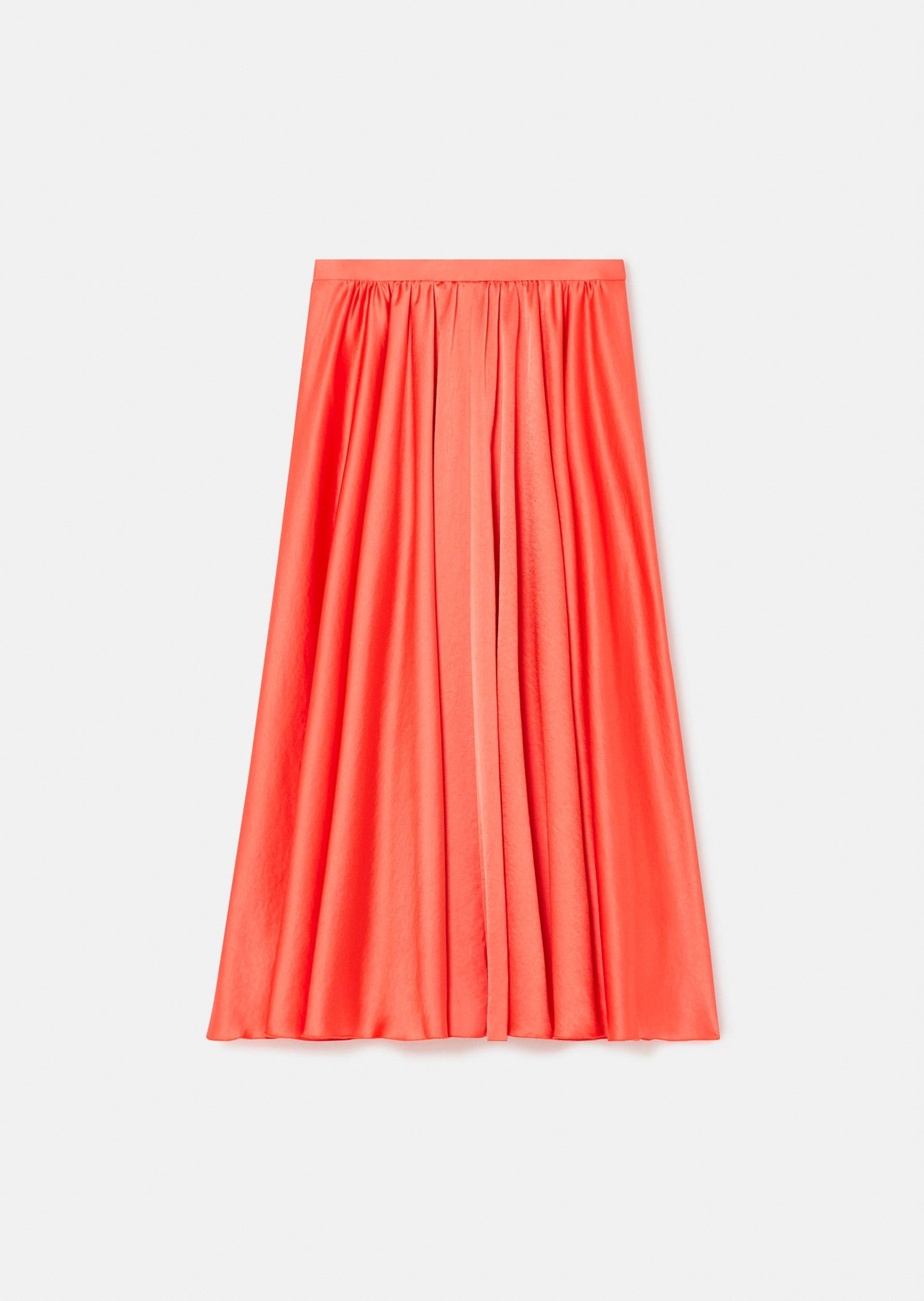 Coral Satin Medium Length Skirt.
