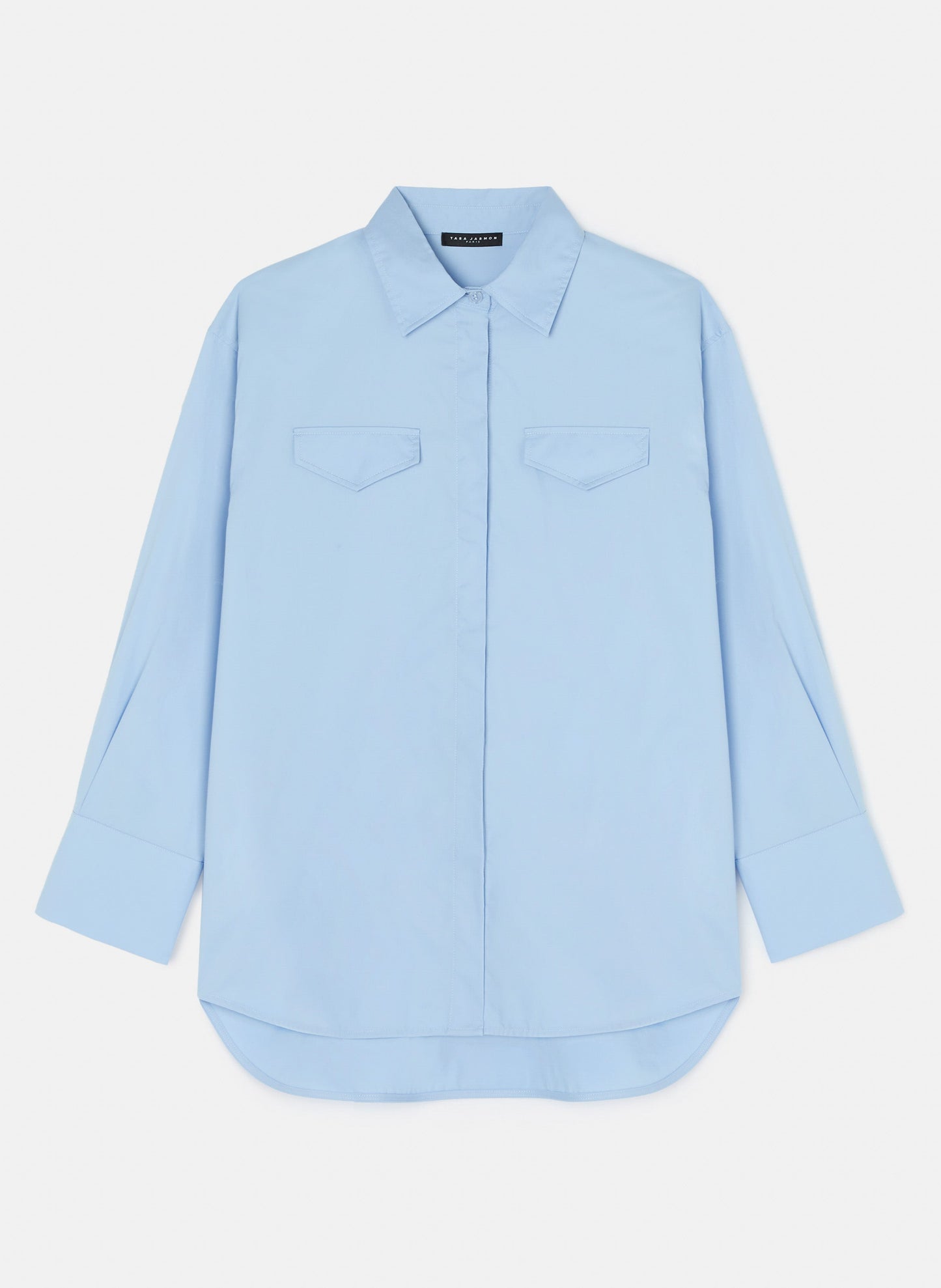 Long-Sleeve Shirt in Light Blue with Trompe L'Oeil Pockets.