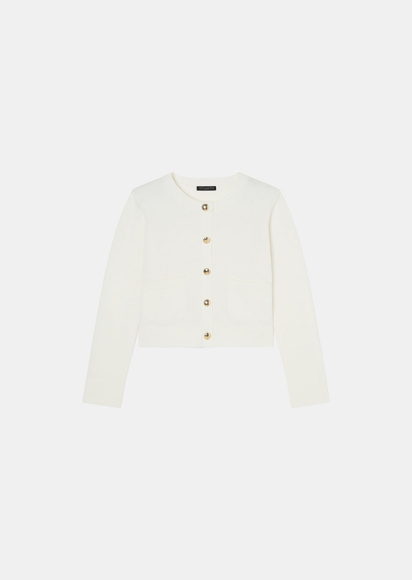 Tara Jarmon ecru wool cardigan with gold buttons