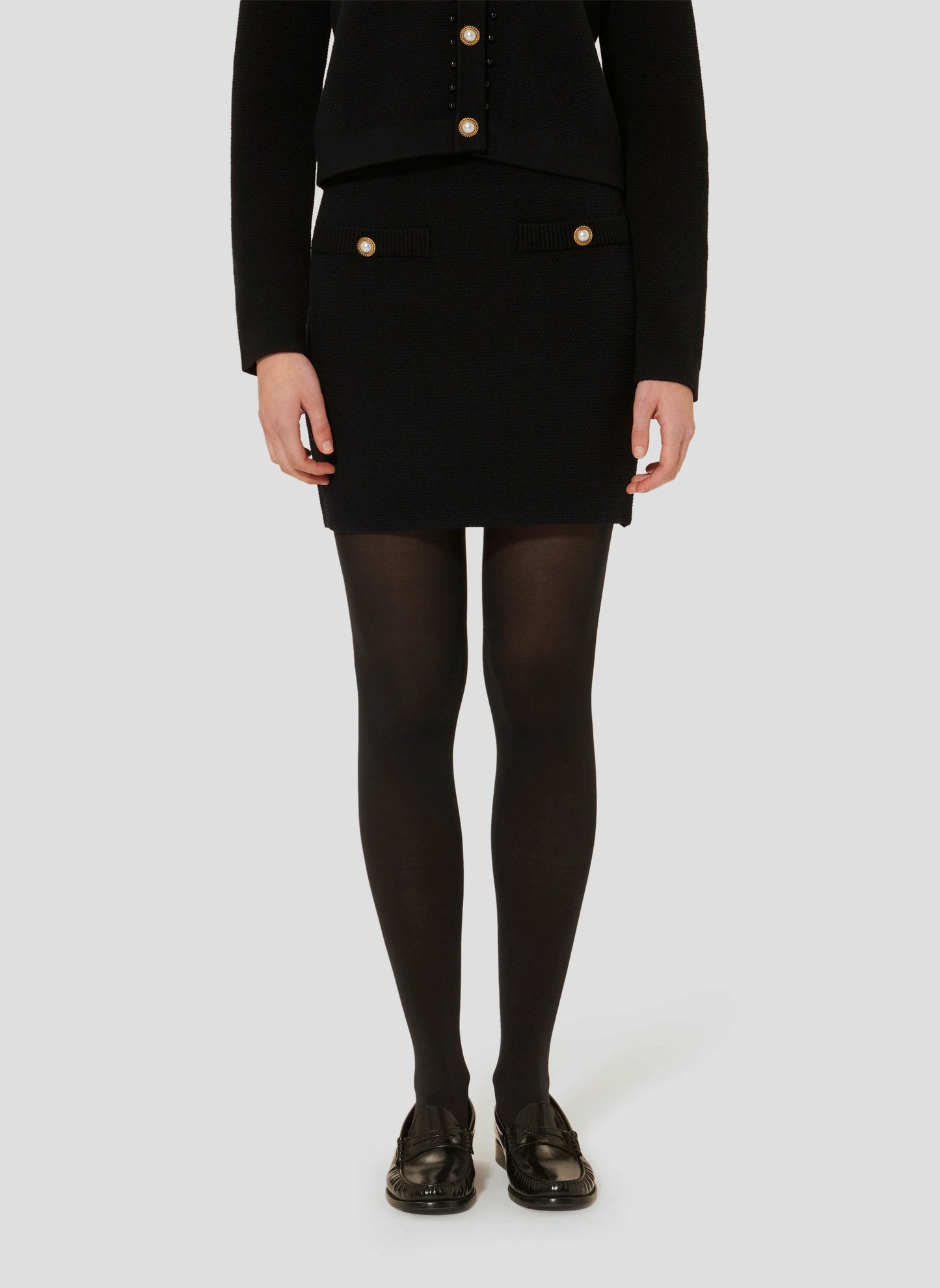 Tara Jarmon black knitted pencil cut skirt
