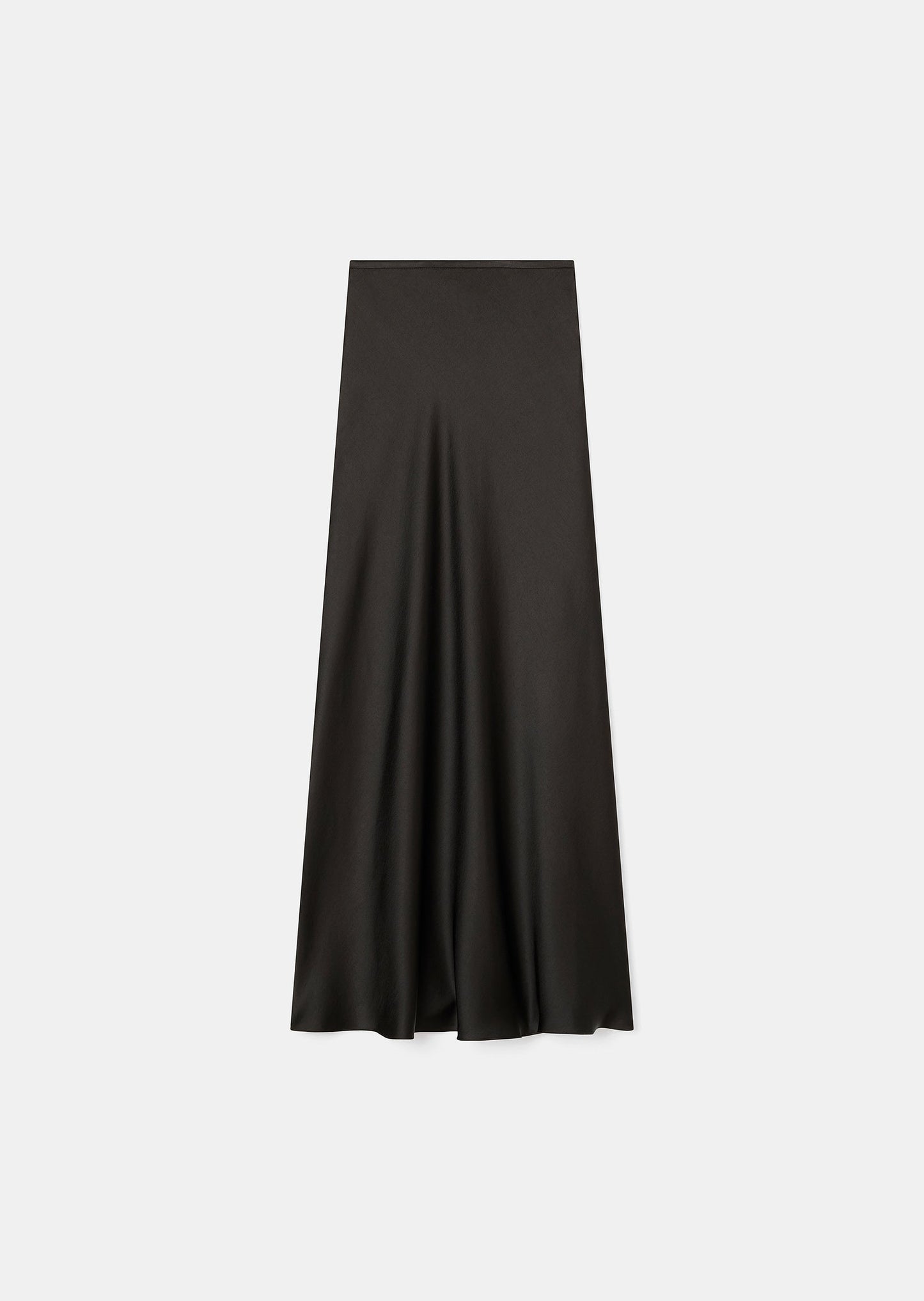 Tara Jarmon black long satin skirt with invisible side zip.