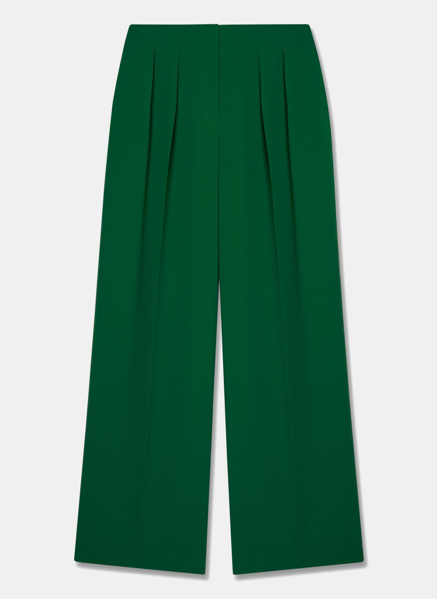 Long cactus green crepe pants with invisible zip.