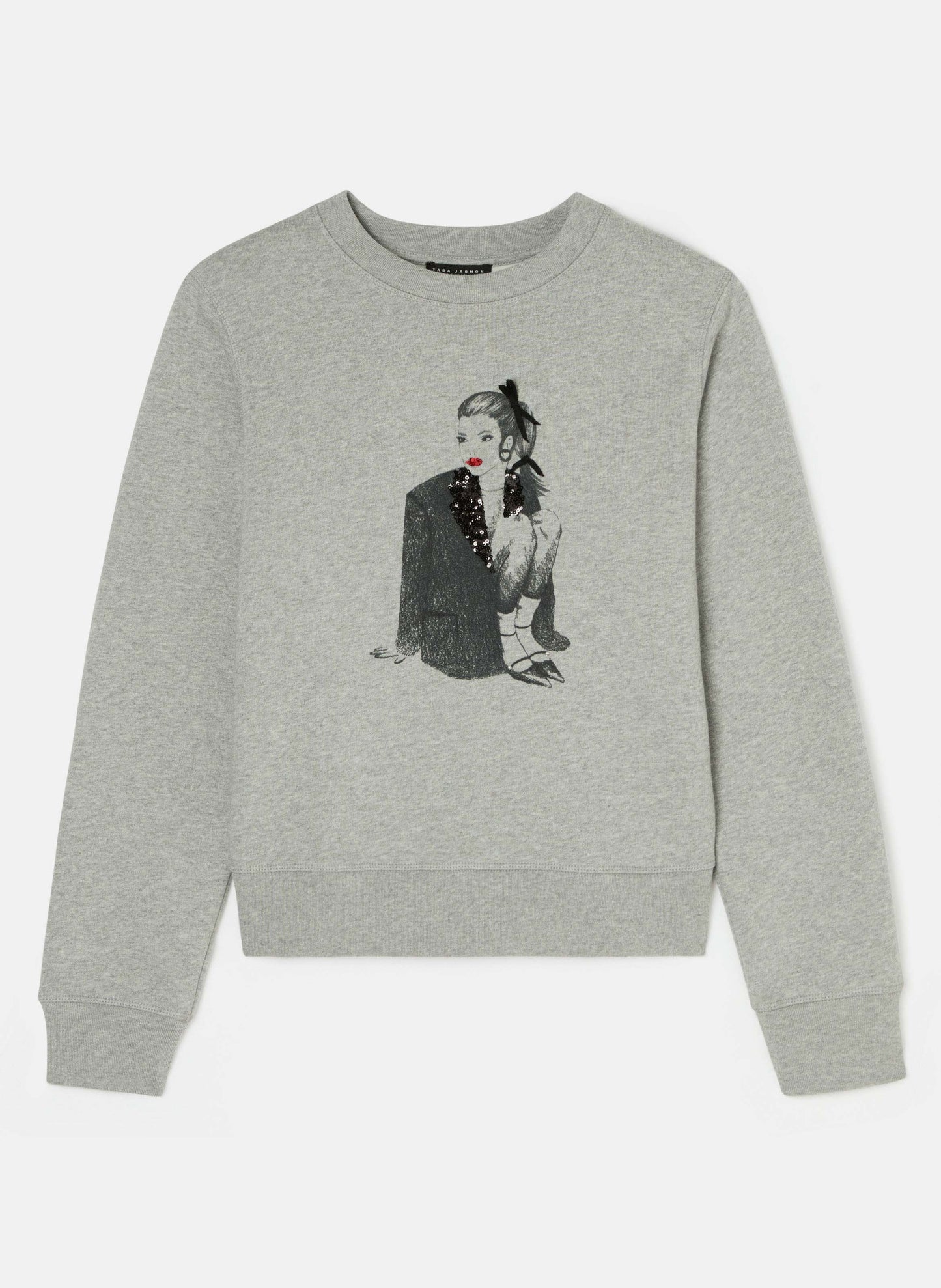 Women's Grey Cotton Sweatshirt with Graphic.