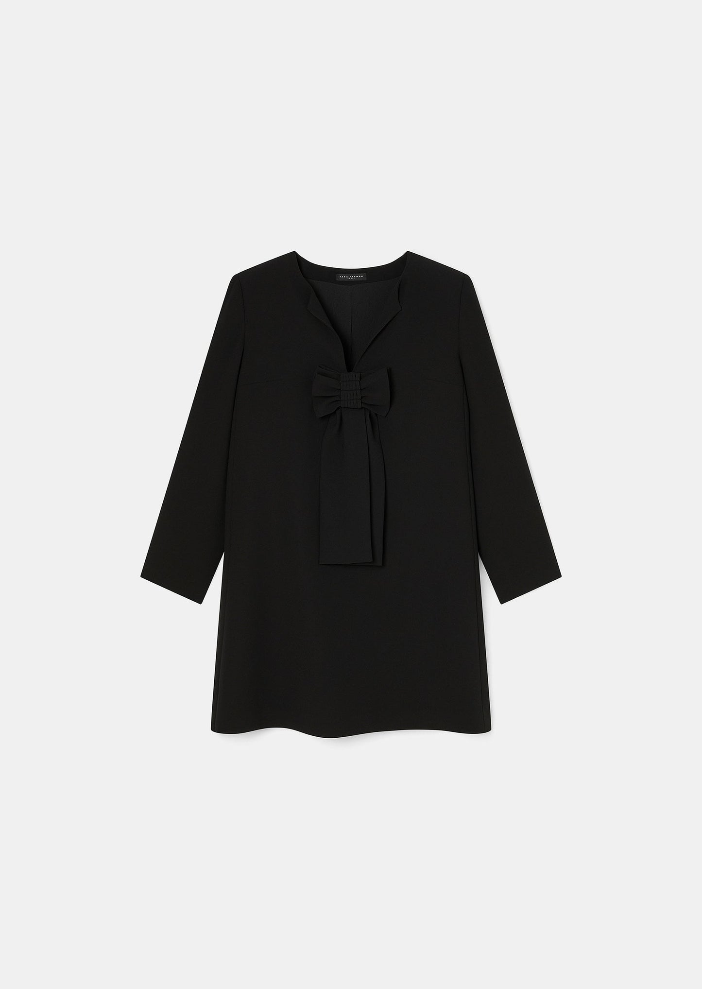 Black Dress with Bow Detail and Cuffed Sleeves.