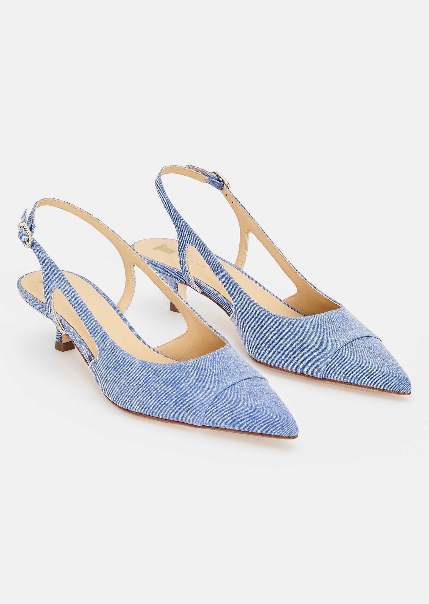 Kaia gold blue denim loafers