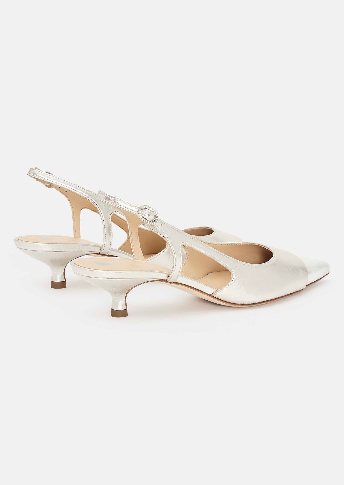 Kaia silver metallic leather loafers