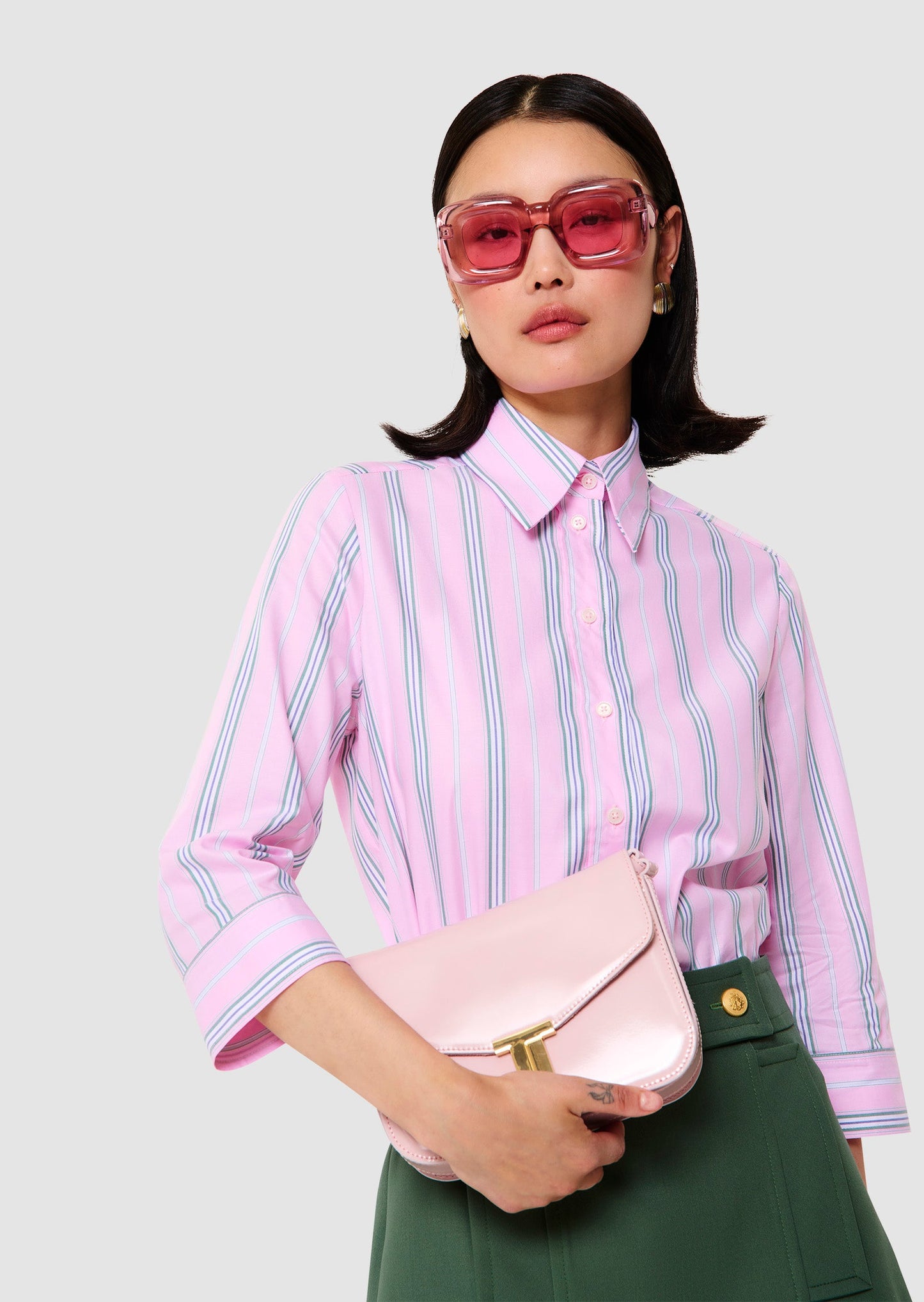 Charlot pink ribbed poplin shirt
