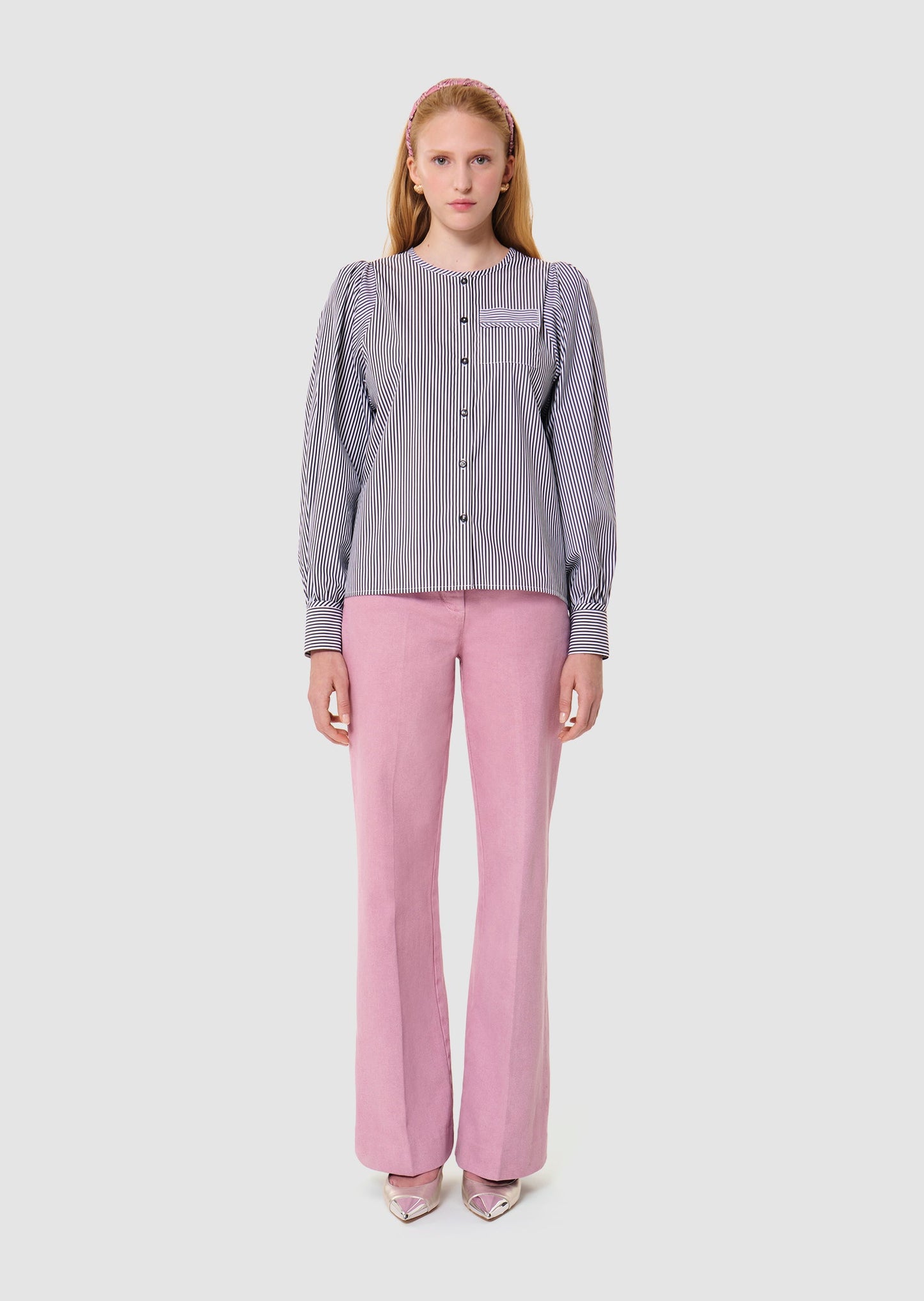 Candeur grey ribbed poplin shirt