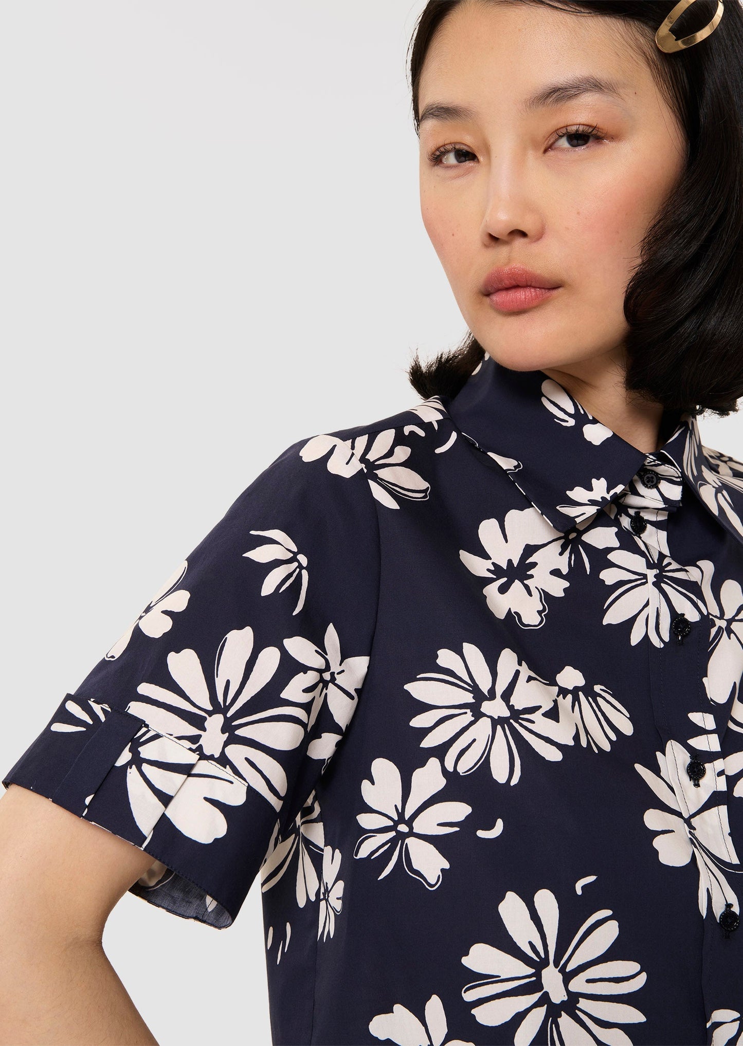 Charles midnight blue with a floral print