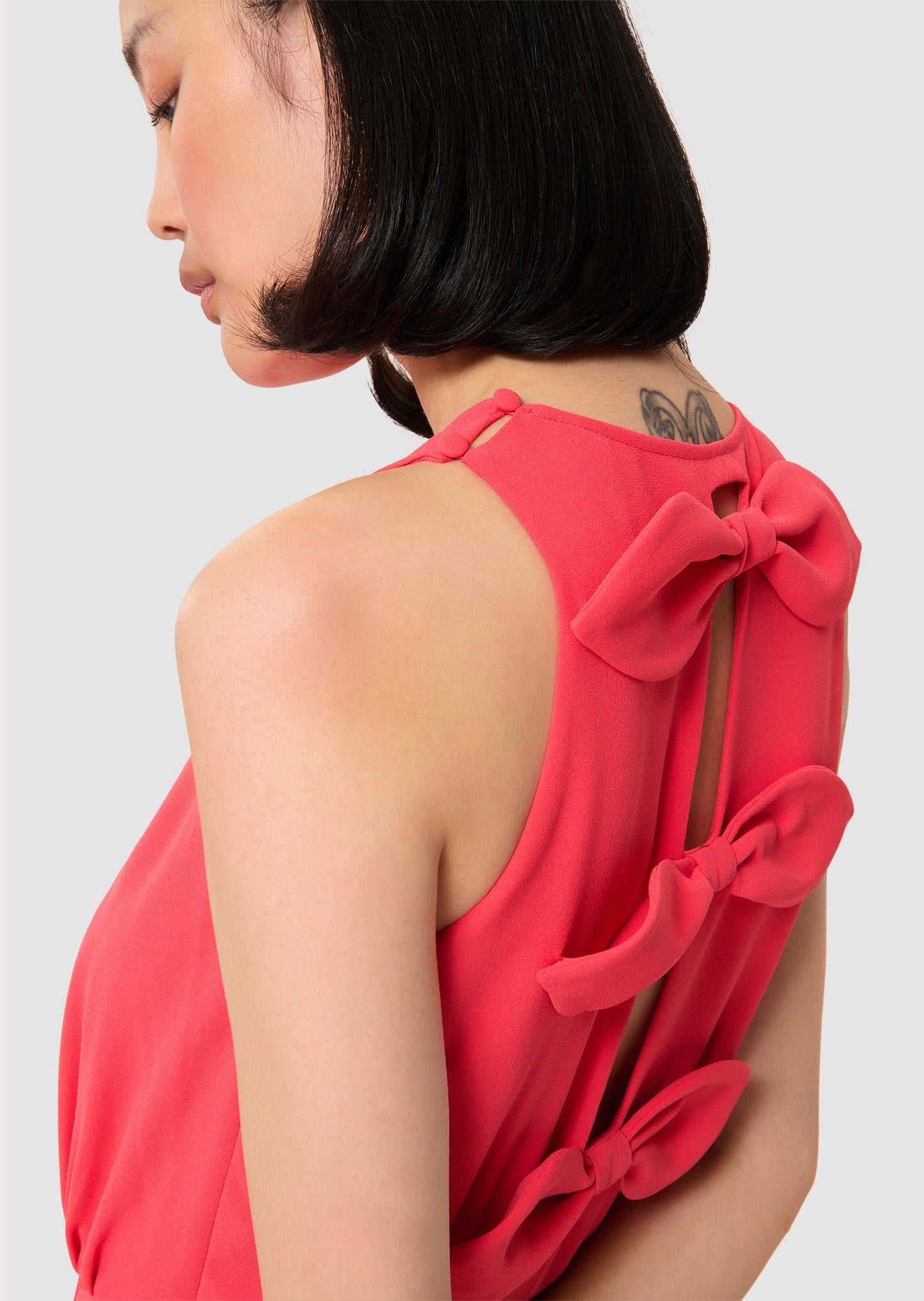 Cherry red crepe suit