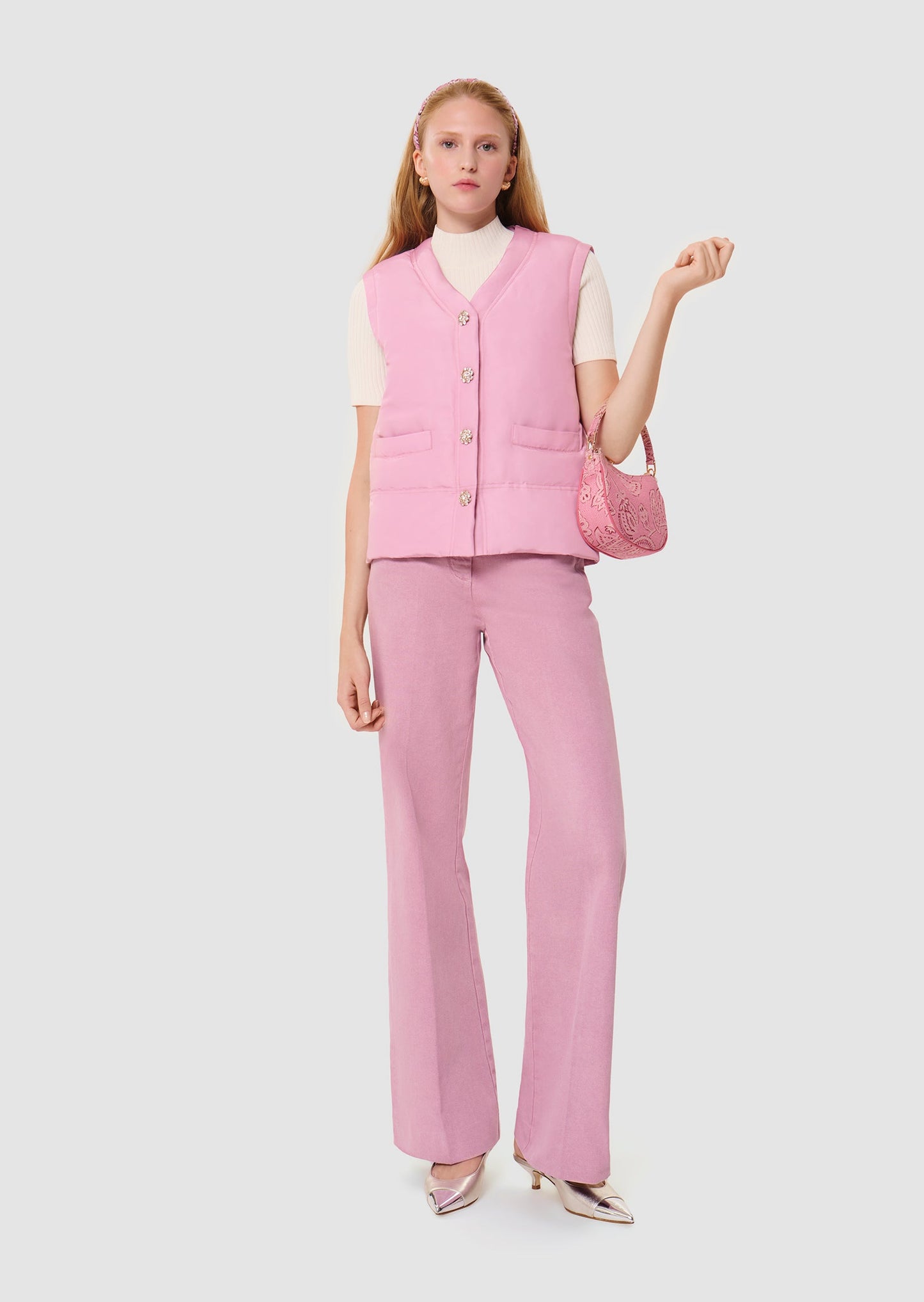 Dario matte pink sleeveless down jacket