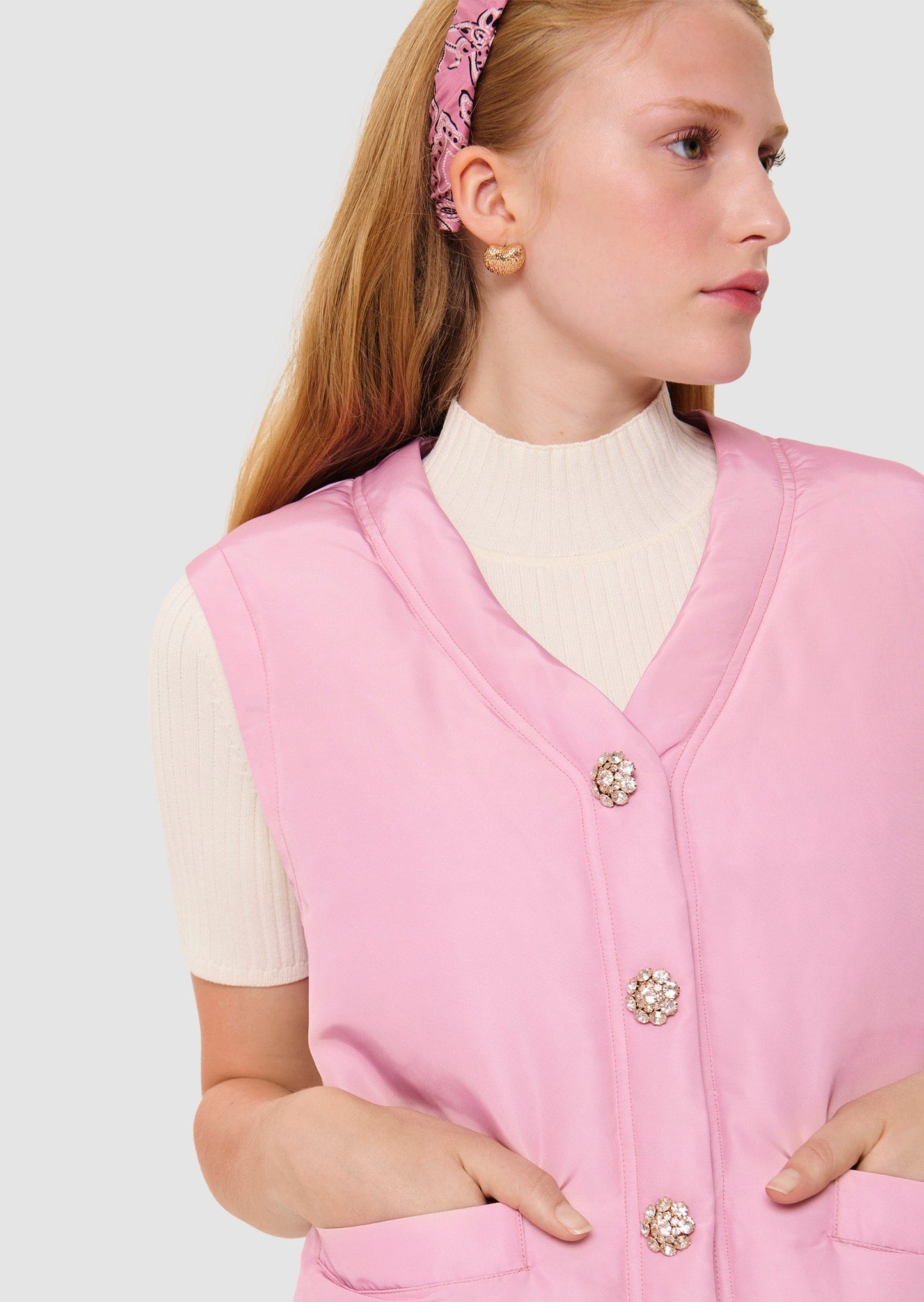 Dario matte pink sleeveless down jacket