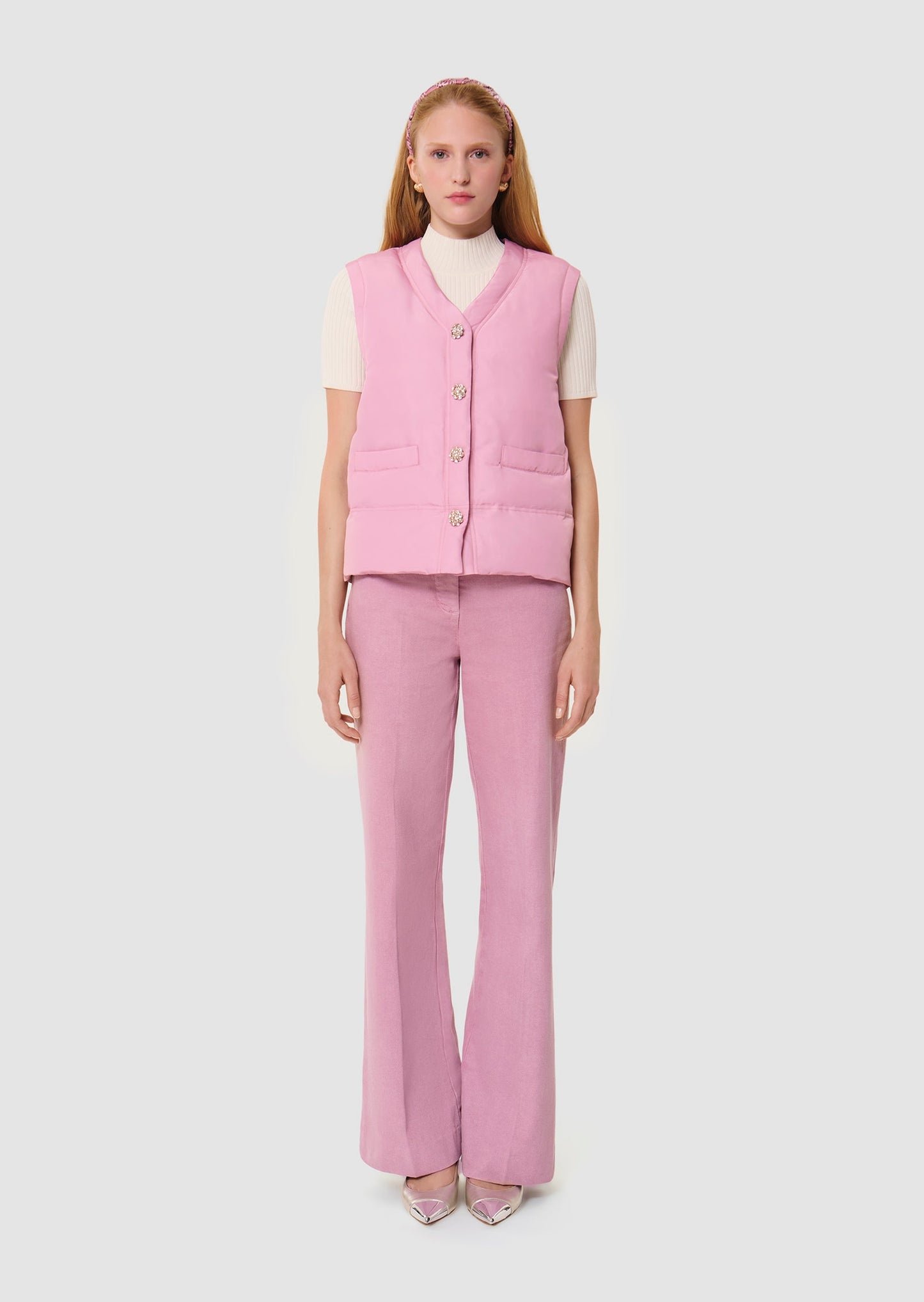 Dario matte pink sleeveless down jacket