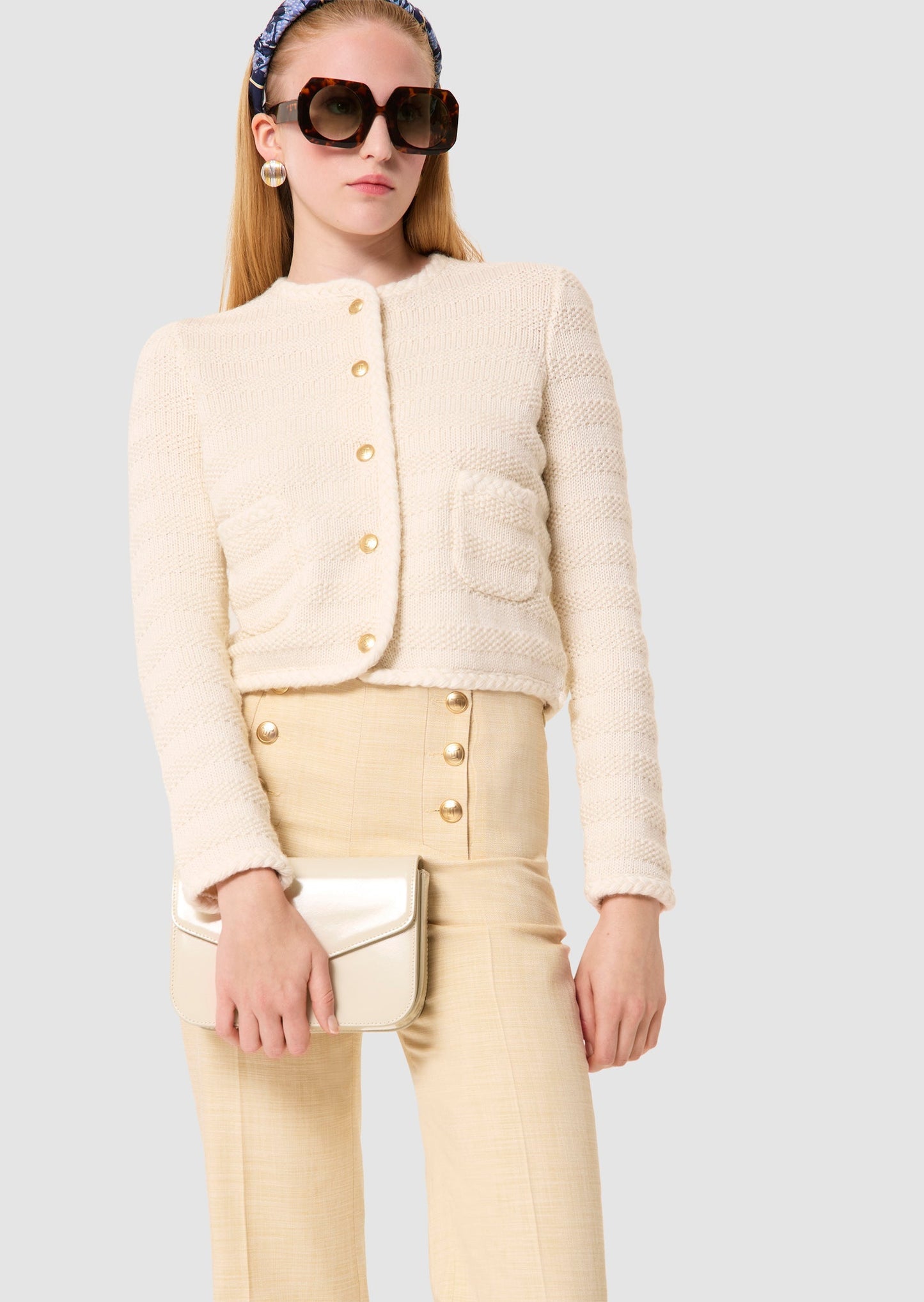 Giuda ecru cotton cardigan