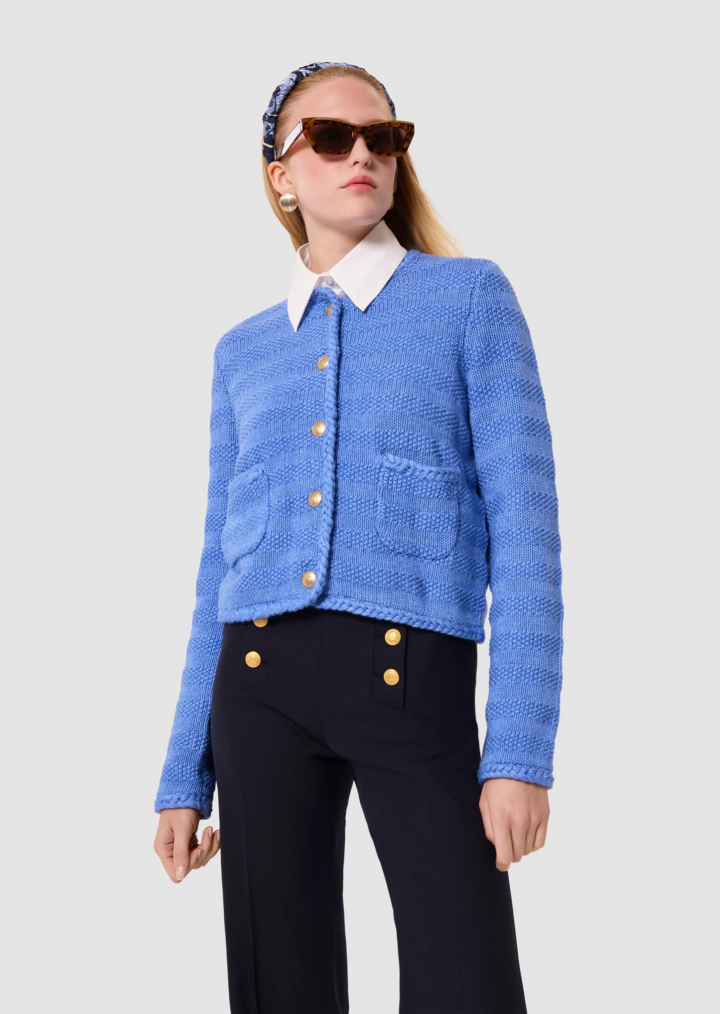 Giuda blue cotton cardigan