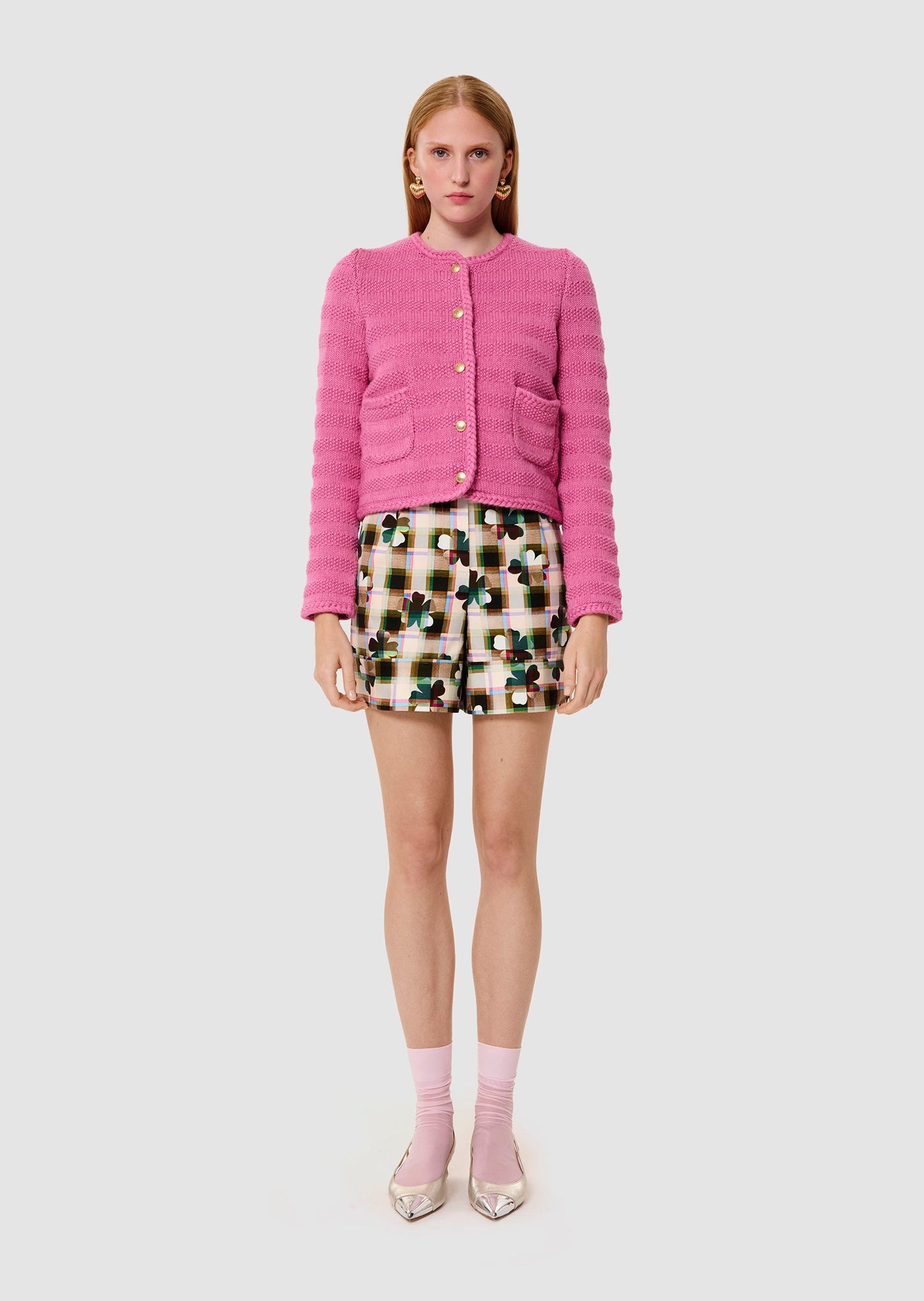 Giuda pink cotton and wool cardigan