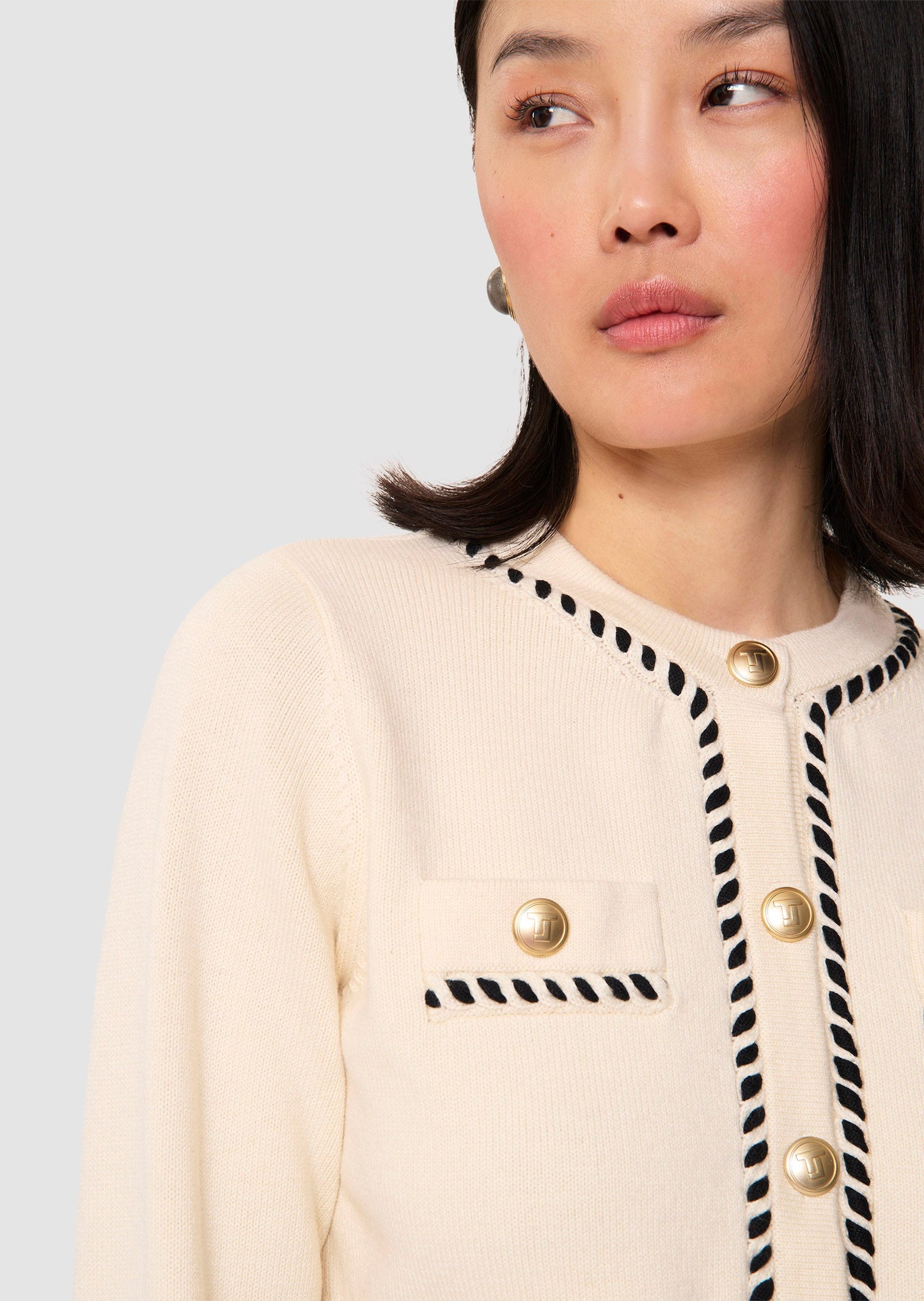 Gemini ecru wool and cotton cardigan