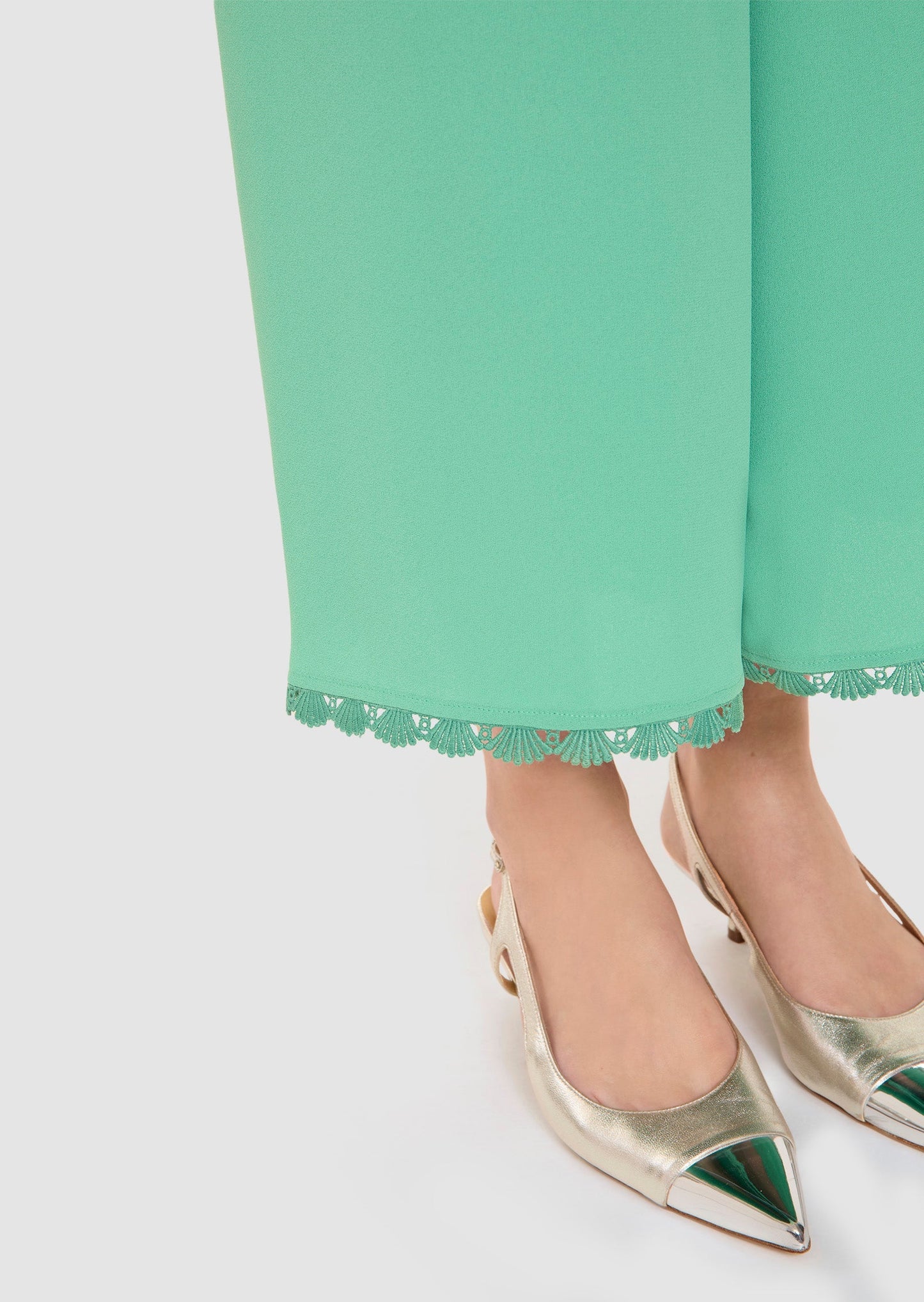 Positive green crepe pants
