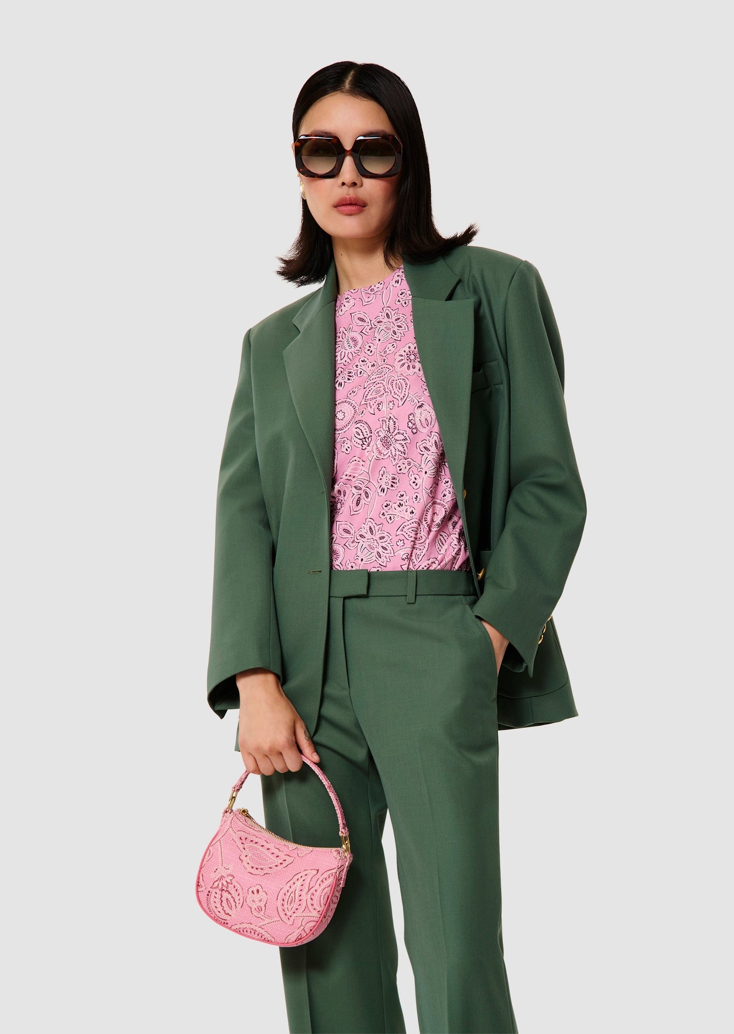 Poupee green tailored wool pants