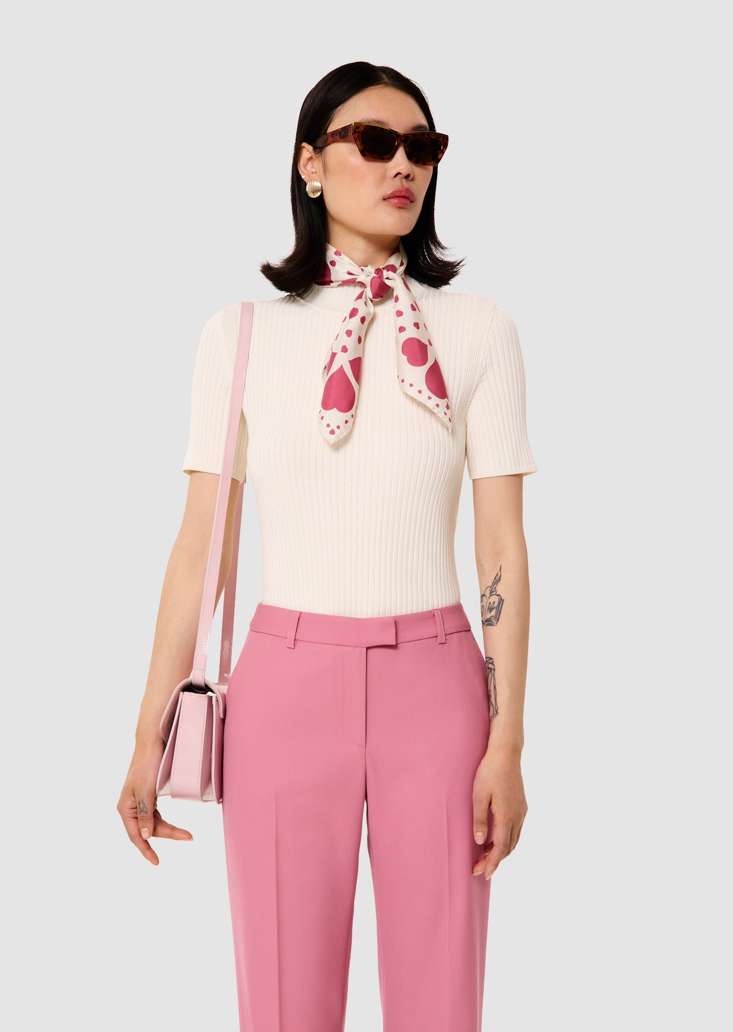 Perla ecru ribbed knit sweater