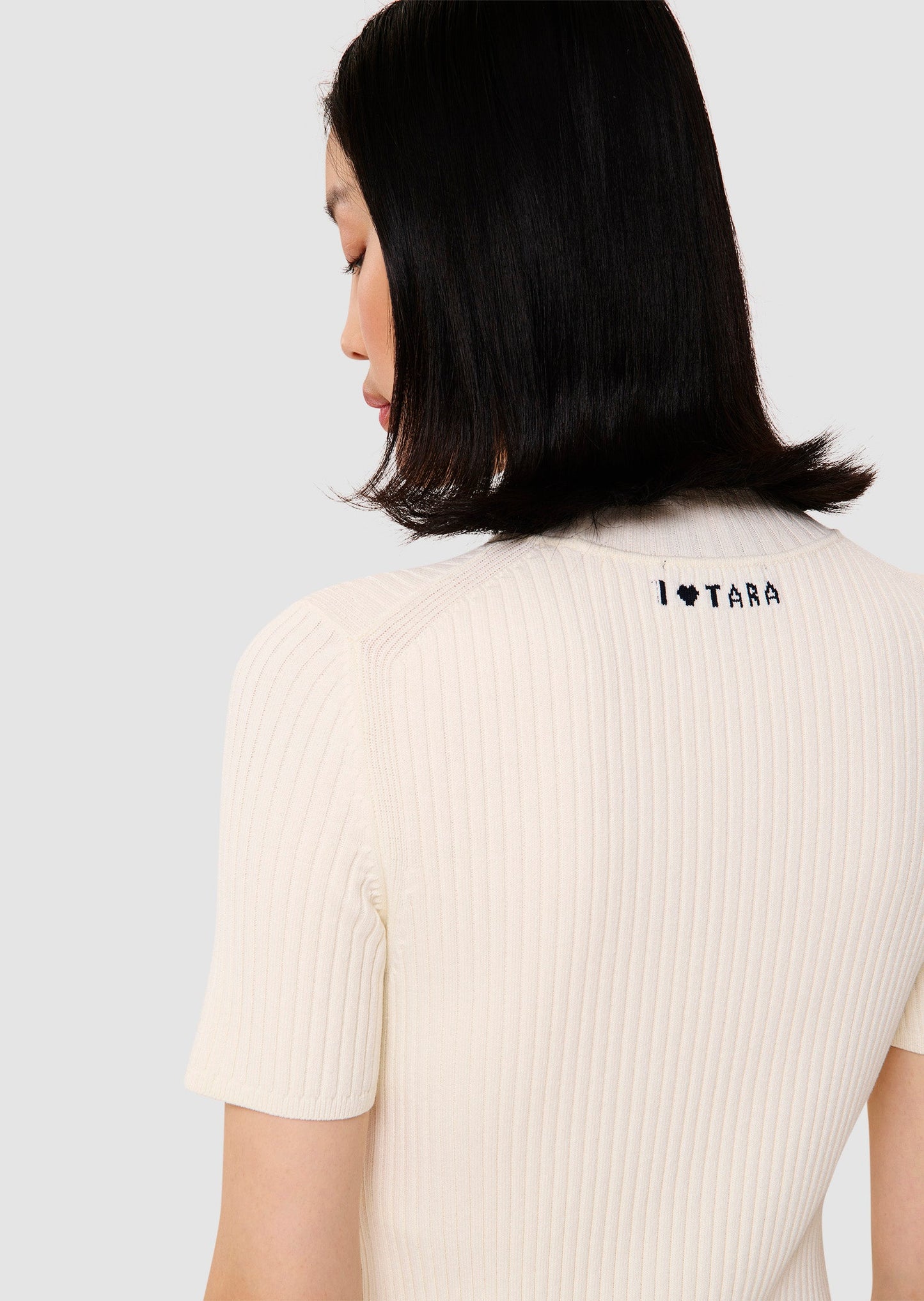 Perla ecru ribbed knit sweater