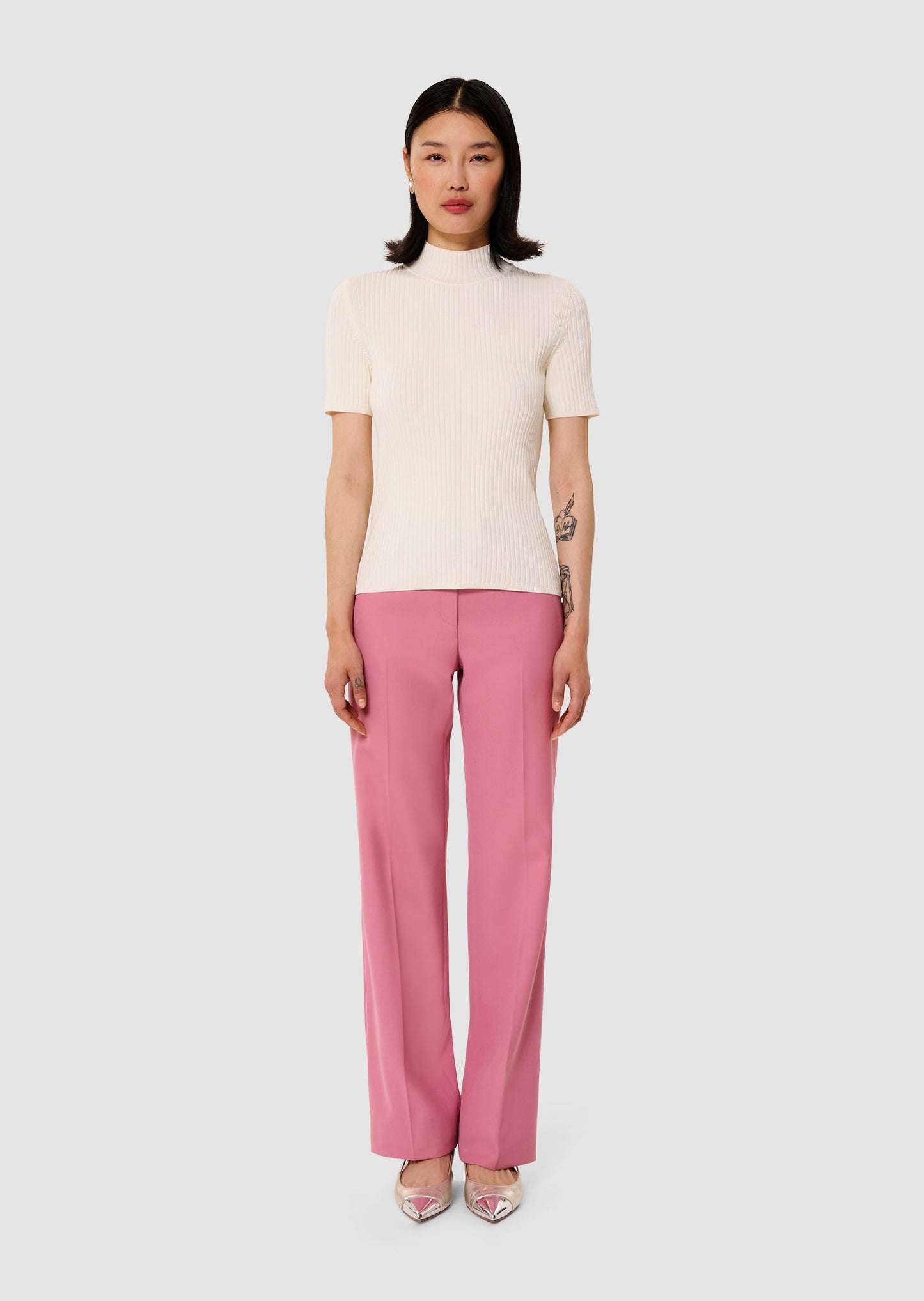 Perla ecru ribbed knit sweater