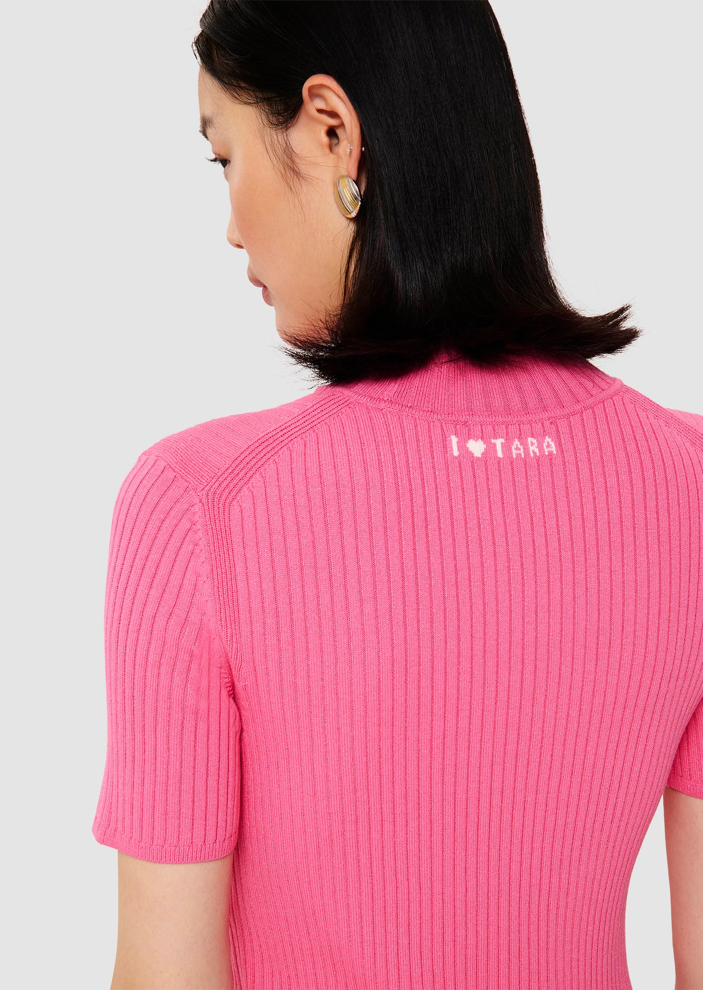 Perla pink ribbed knit sweater