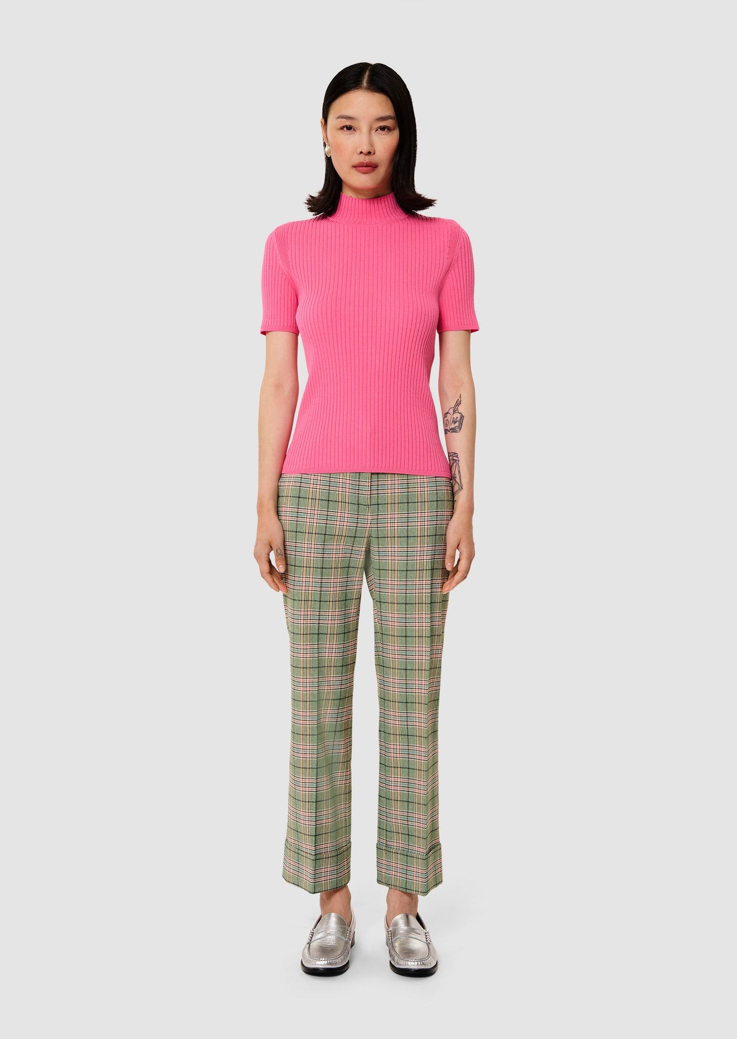 Perla pink ribbed knit sweater
