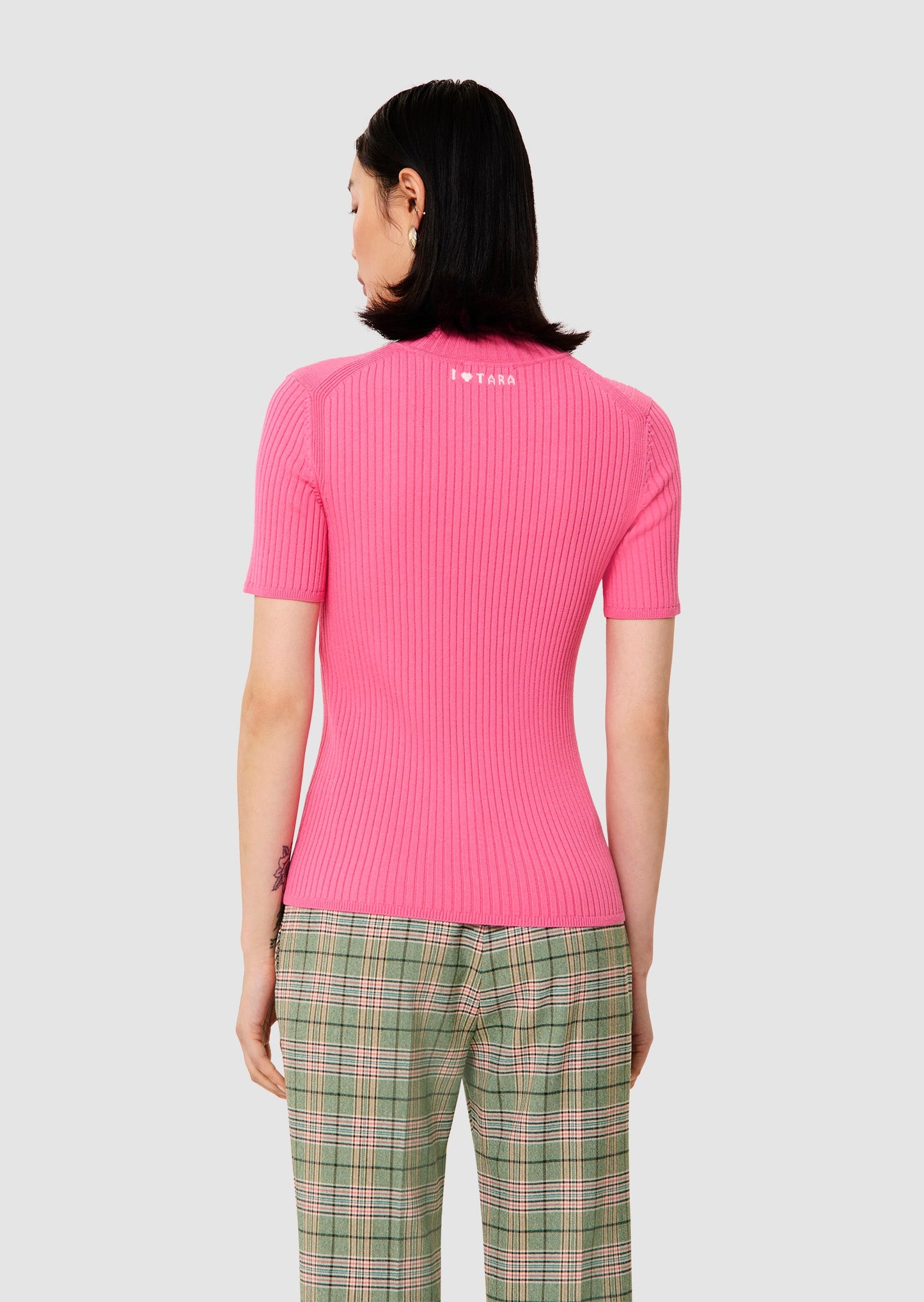 Perla pink ribbed knit sweater